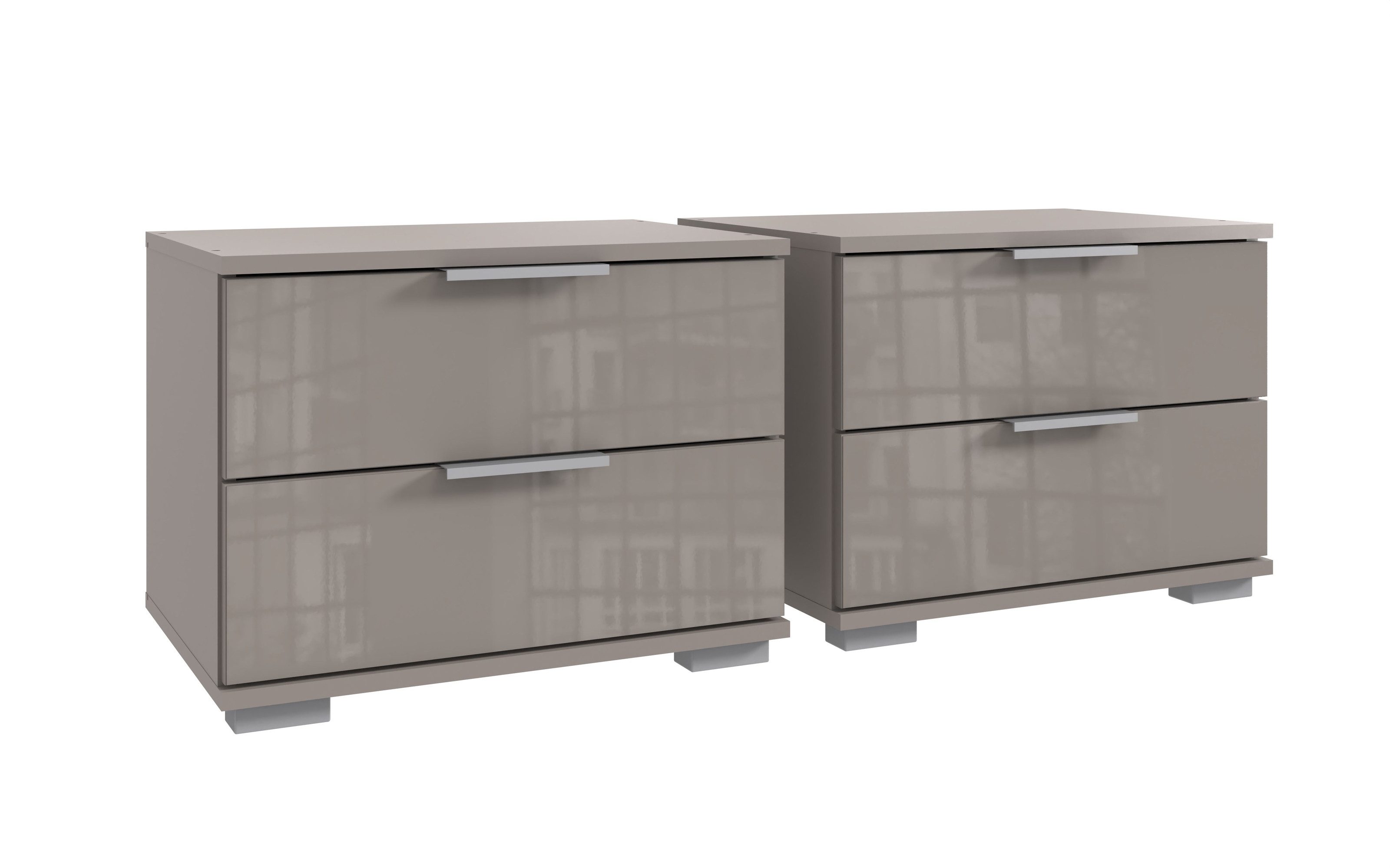 Wimex Nachtkommode (2er-Set) je 2 Schübe, SAHARAGRAU - 52x40x38cm (BxHxT) (2er-Set)