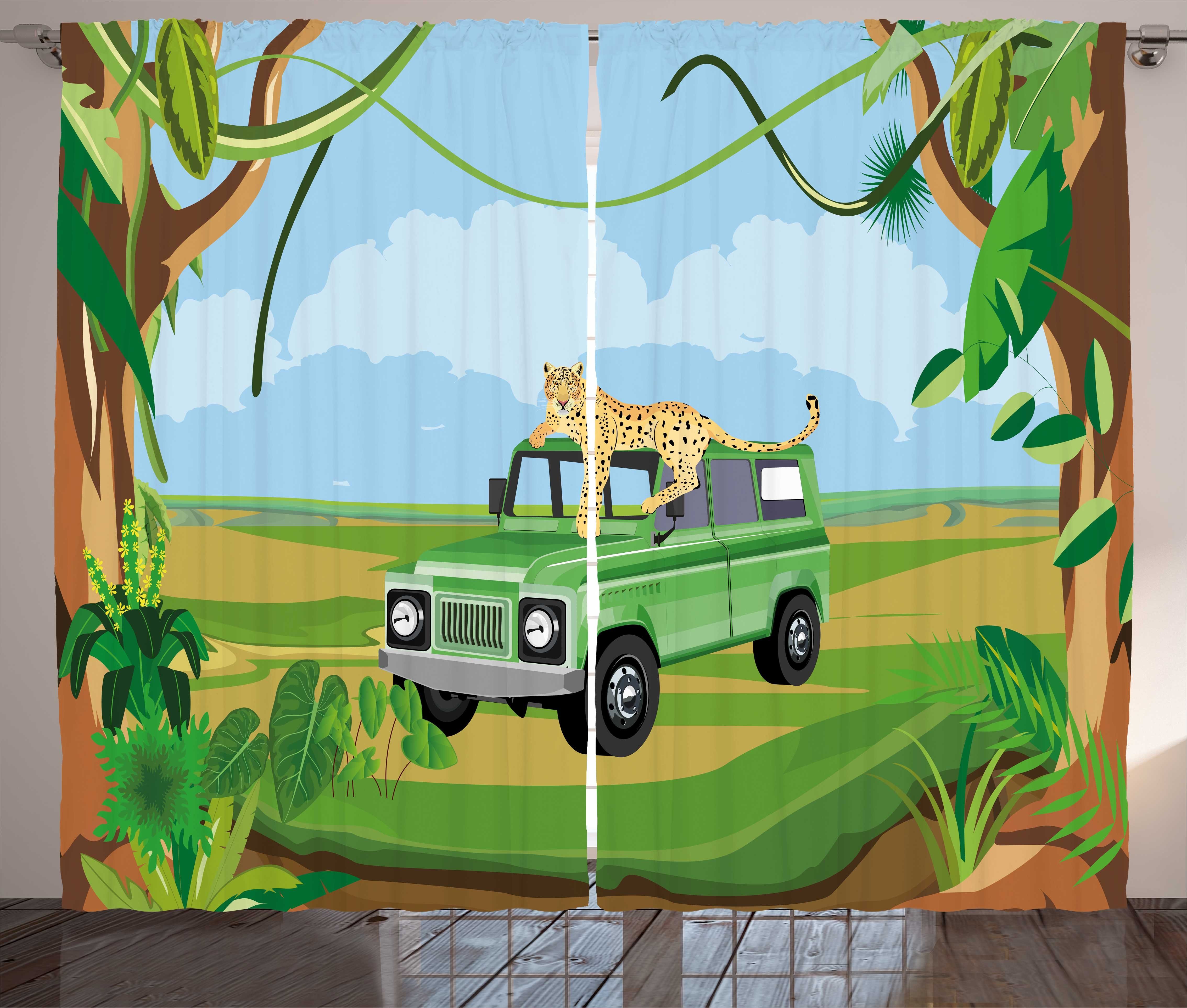 Vehicle Schlafzimmer Schlaufen Abenteuerliche Haken, mit Abakuhaus, und Gardine Vorhang Leopard Safari Kräuselband