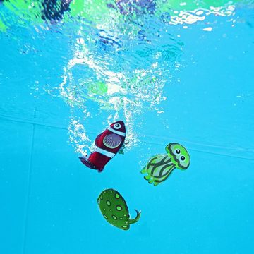 Navaris Schwimmtier, Kinder Tauchspielzeug Tauchtiere Set - 3x Schwimmhilfe aus Neopren mit Füllung aus Sand - Tauchset mit Beutel - versch. Designs