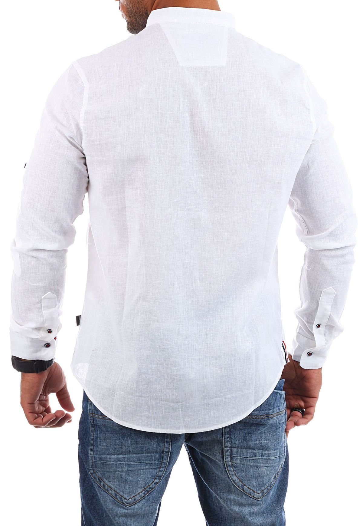CARISMA Langarmhemd Herren Baumwoll Leinen Mix Hemd einfarbig körperbetont günstig online kaufen