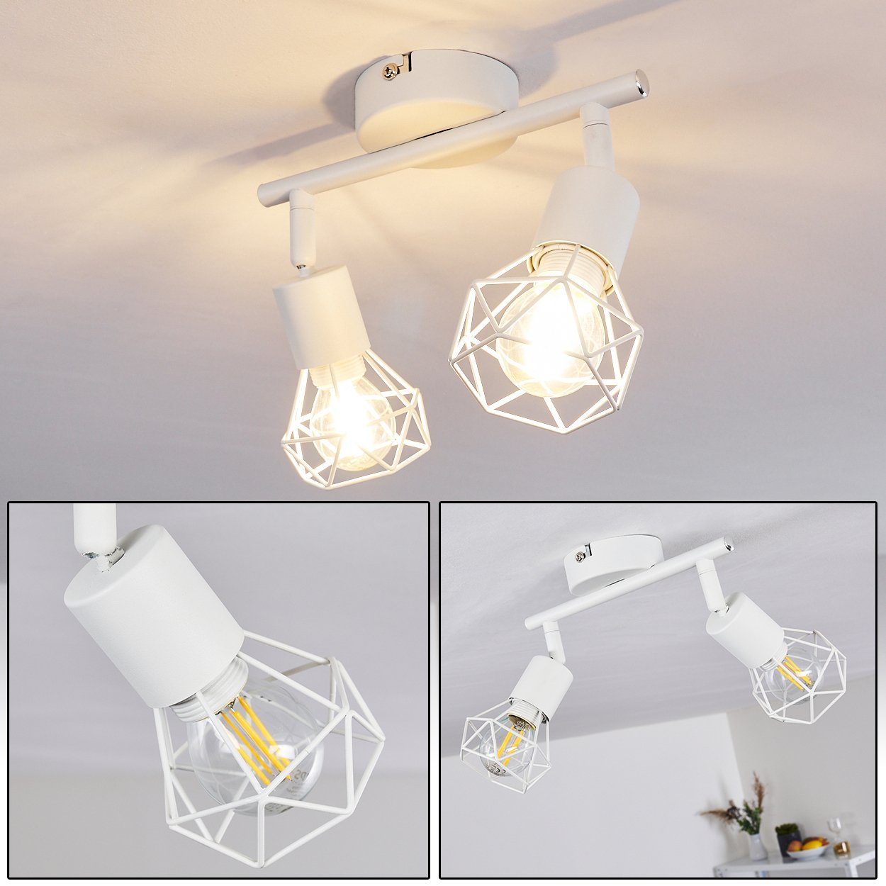 hofstein Deckenleuchte »Borio« Deckenlampe aus Metall in Weiß, ohne Leuchtm günstig online kaufen