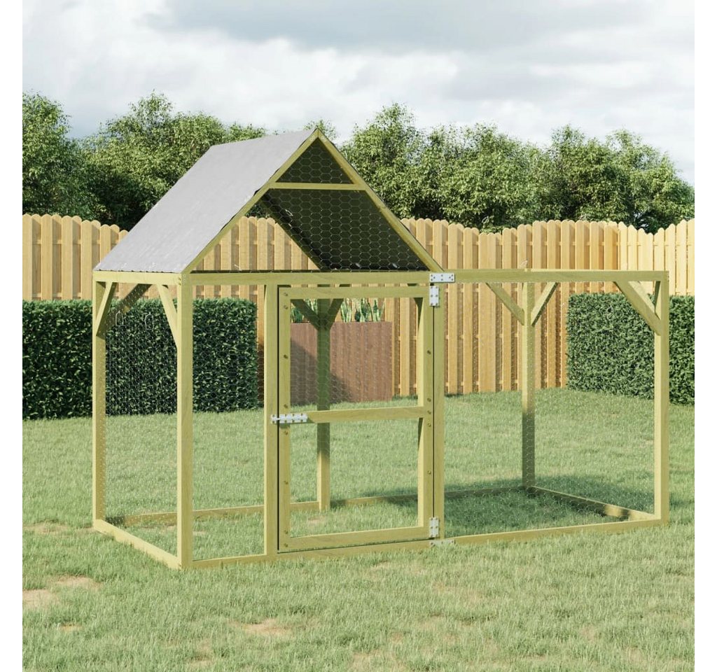 furnicato Hühnerstall Hühnerkäfig aus massivem Kiefernholz grün, 200x100x150 cm, Wetterfestes Hühnerhaus mit abschließbarer Tür und robustem Draht