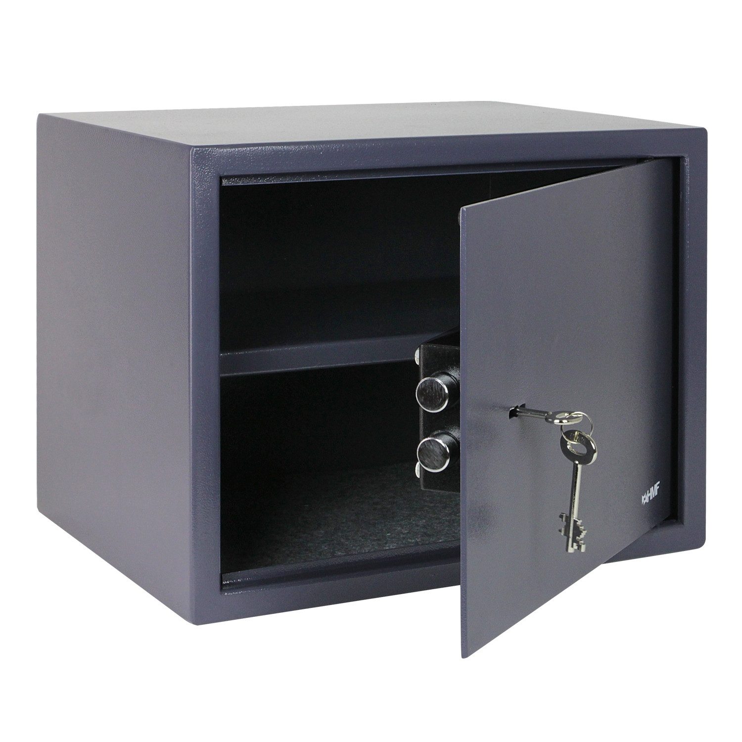 HMF Möbeltresor Safe Tresor mit Schlüssel, Möbeltresor, mit Doppelbartschloss, 38 x 30 x 30 cm, Anthrazit