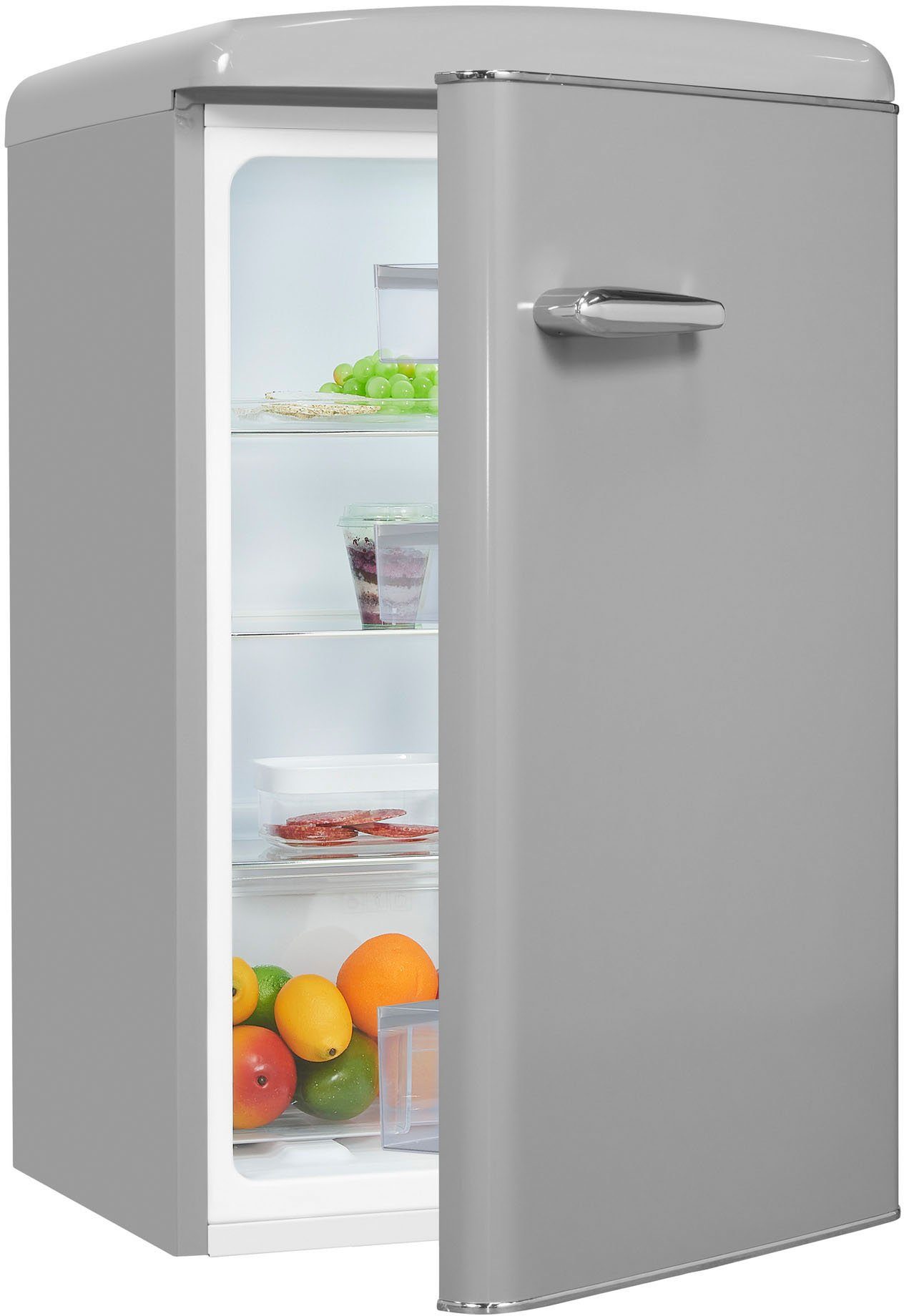 exquisit Kühlschrank RKS120-V-H-160F grau, 89,5 cm hoch, 55 cm breit | Kühlschränke