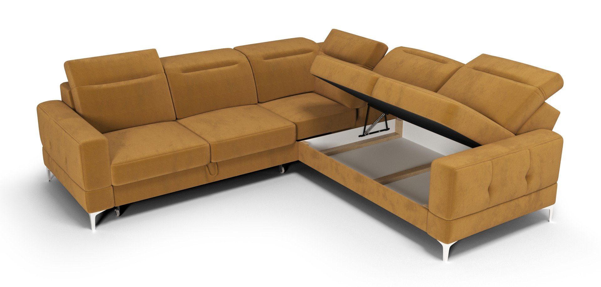 Möbel für mit Farbauswahl mit Dich 20 Stoff- Ecksofa Element Max, Schlaffunktion, Bettkasten, und grün Malibu Veloursstoff