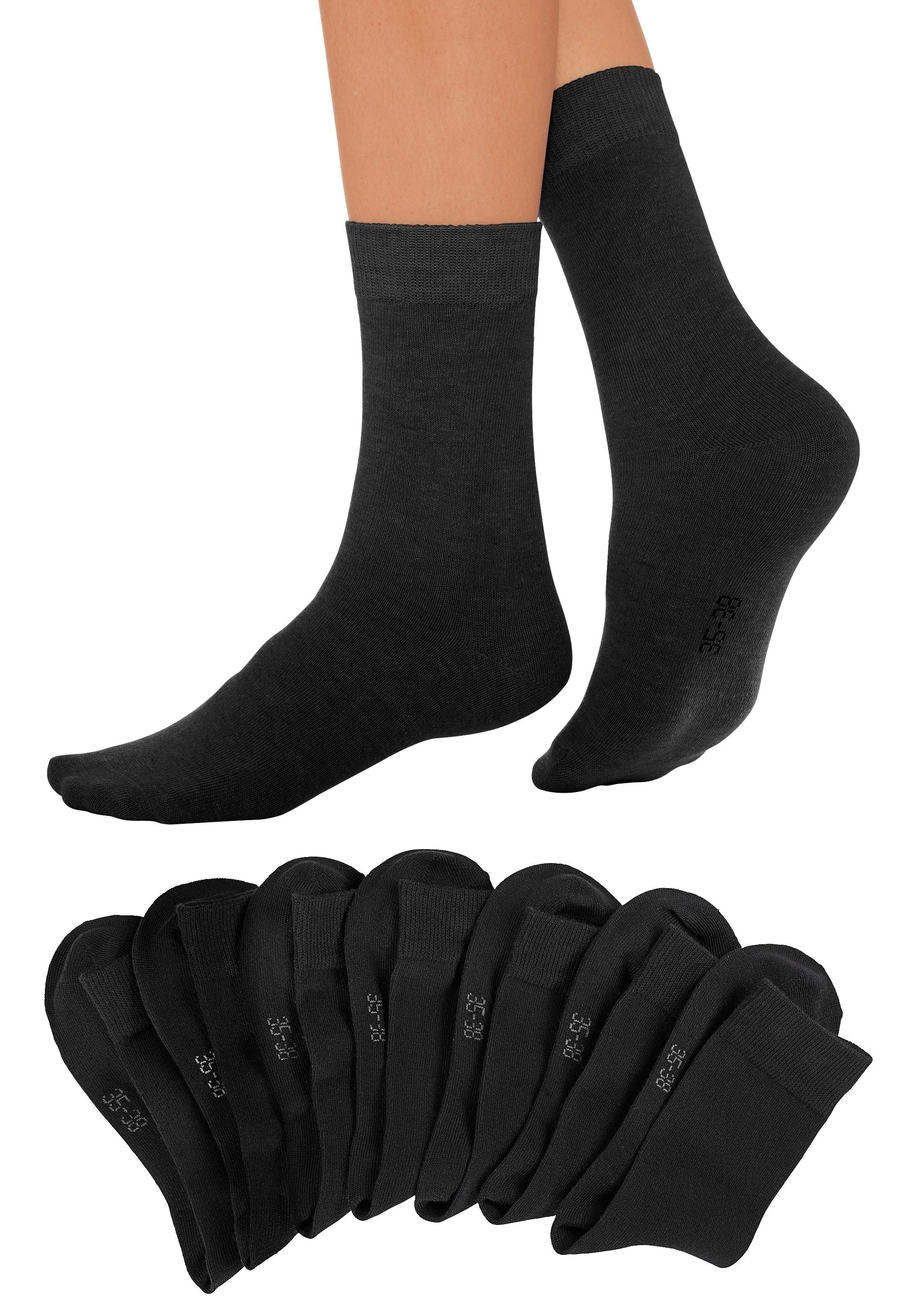 Lavana Basicsocken Damensocken meliert und uni (Packung, 7-Paar, Gr. 35-38 bis 39-42) mit druckfreiem Bündchen – Bild 4 von 5