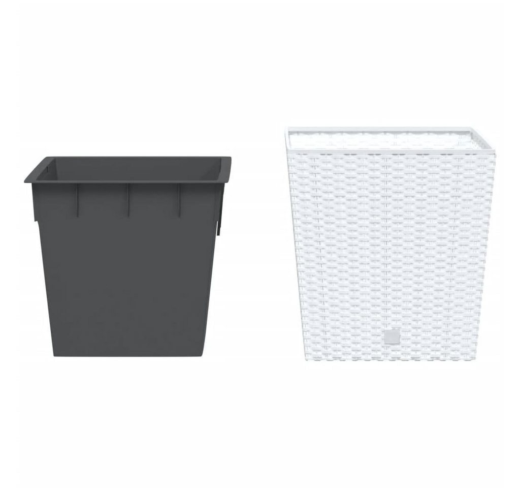 Thumbnail - vidaXL Blumentopf Pflanzkübel mit herausnehmbaren Einsatz Weiß 21/32 L PP-Rattan (1 St)