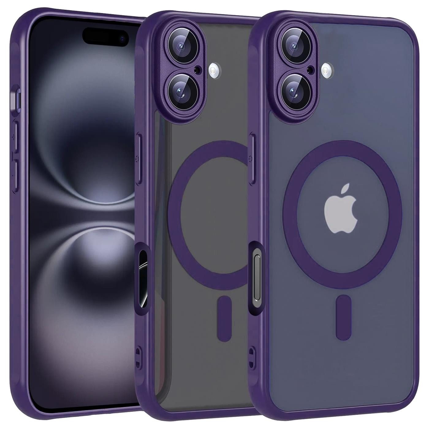 CoolGadget Handyhülle Magnet-Hülle für iPhone 16 Schutzhülle magnetisch 6,1 Zoll, Hülle Matt Stoßfest kompatibel mit Magsafe Zubehör Kameraschutz Case