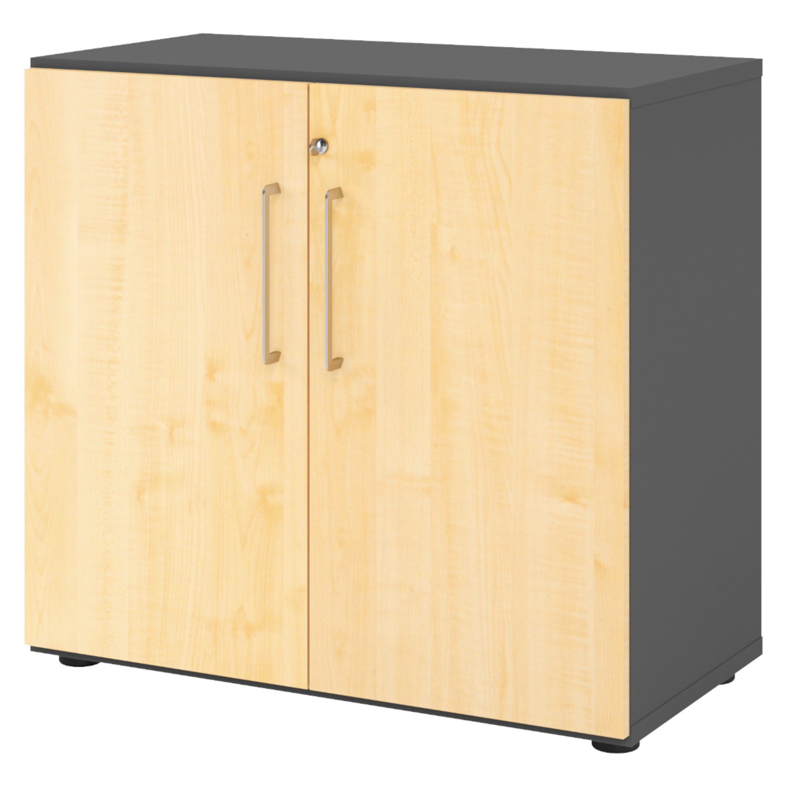 bümö Aktenschrank smart Büroschrank - 2 Ordnerhöhen Dekor: Graphit/Ahorn