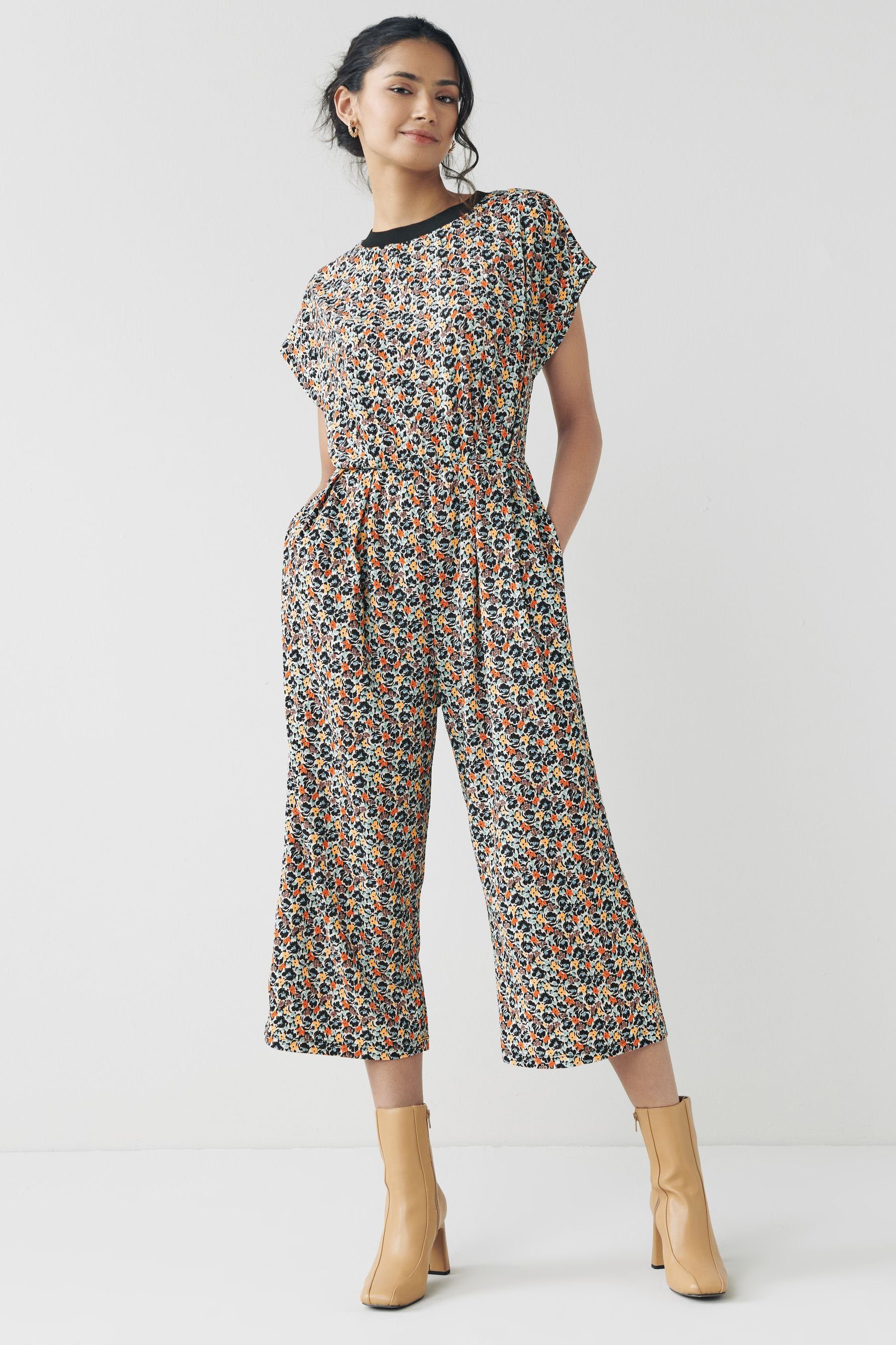 Next Jumpsuit Overall mit weitem Bein (1-tlg) Multi Ditsy Floral
