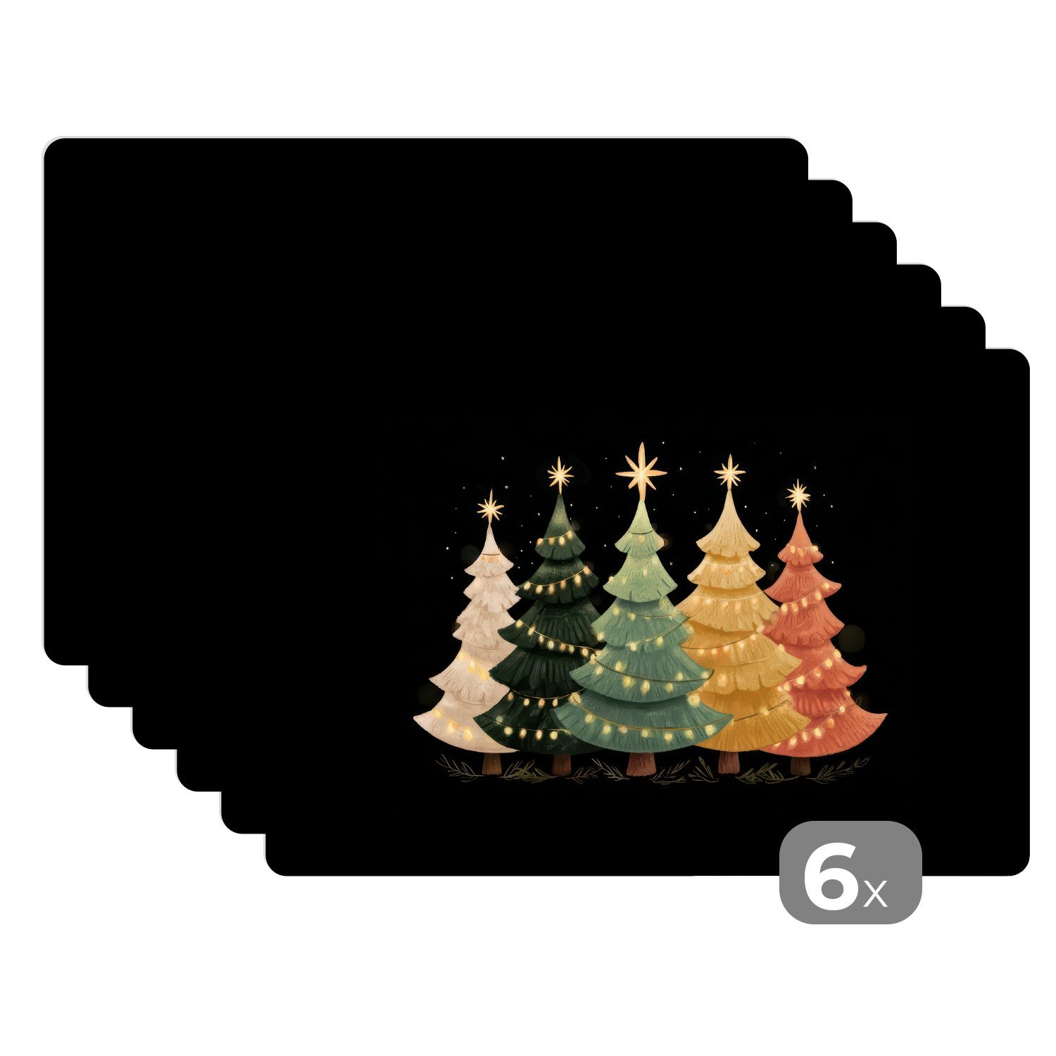 MuchoWow Platzset Weihnachtsbäume - Bunt - günstig online kaufen