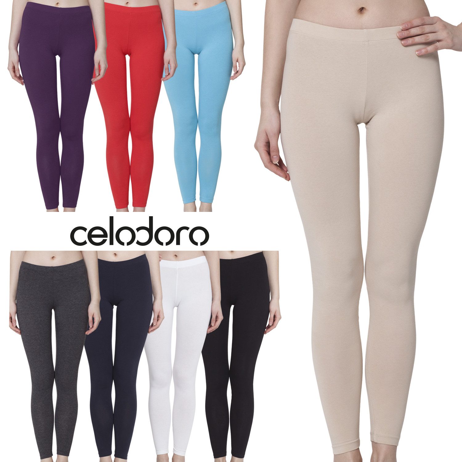 celodoro Leggings Damen Leggings, stretchige Jersey Hose aus Baumwolle