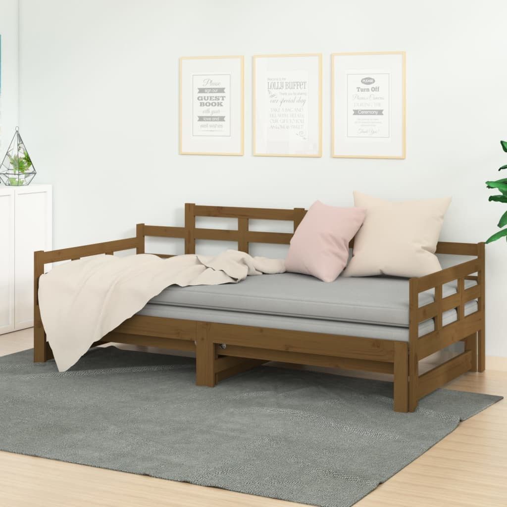 vidaXL Gästebett Tagesbett Gästebett Ausziehbar Honigbraun Massivholz Kiefe günstig online kaufen