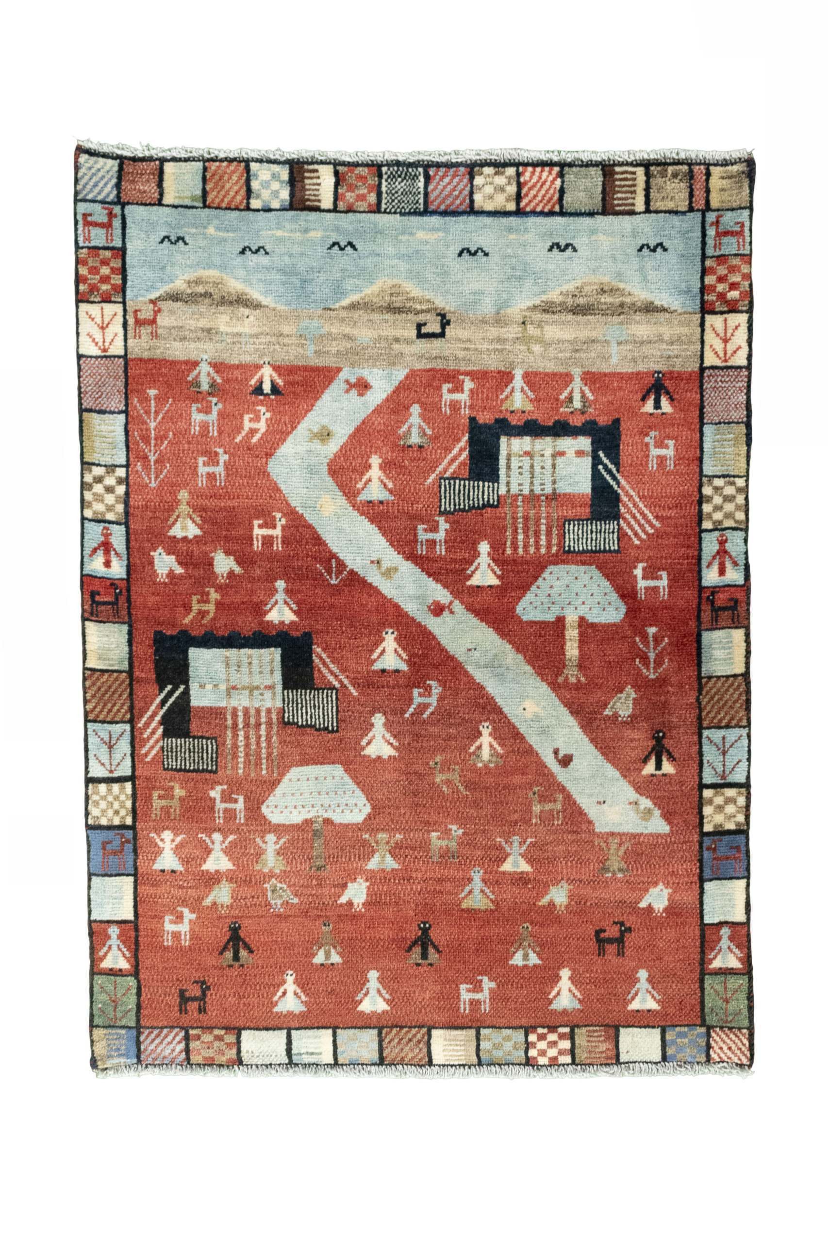 CABBEL Orientteppich 135x98 cm Perser Gabbeh Old Multicolor Schurwolle Handgeknüpft Nomaden, rechteckig, Höhe: 9 mm, 100% Schurwolle – weich, pflegeleicht, traditionelle Knüpfdichte