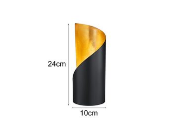 meineWunschleuchte LED Nachttischlampe, LED wechselbar, Warmweiß, kleine ausgefallene Designer-lampe für Fensterbank Schwarz Gold H 24cm