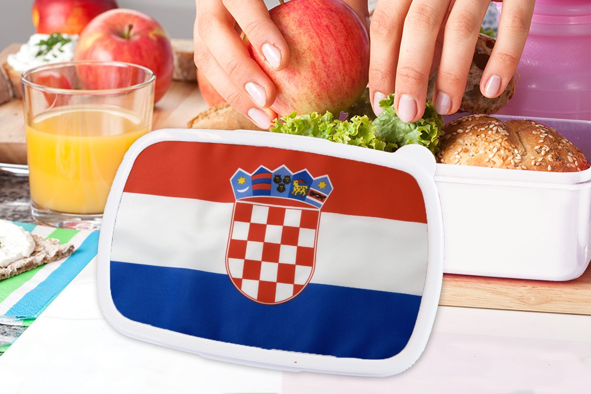 Mädchen für und weiß Lunchbox Flagge, MuchoWow Erwachsene, (2-tlg), Kinder Kunststoff, der für kroatischen und Foto Brotdose, Brotbox Jungs