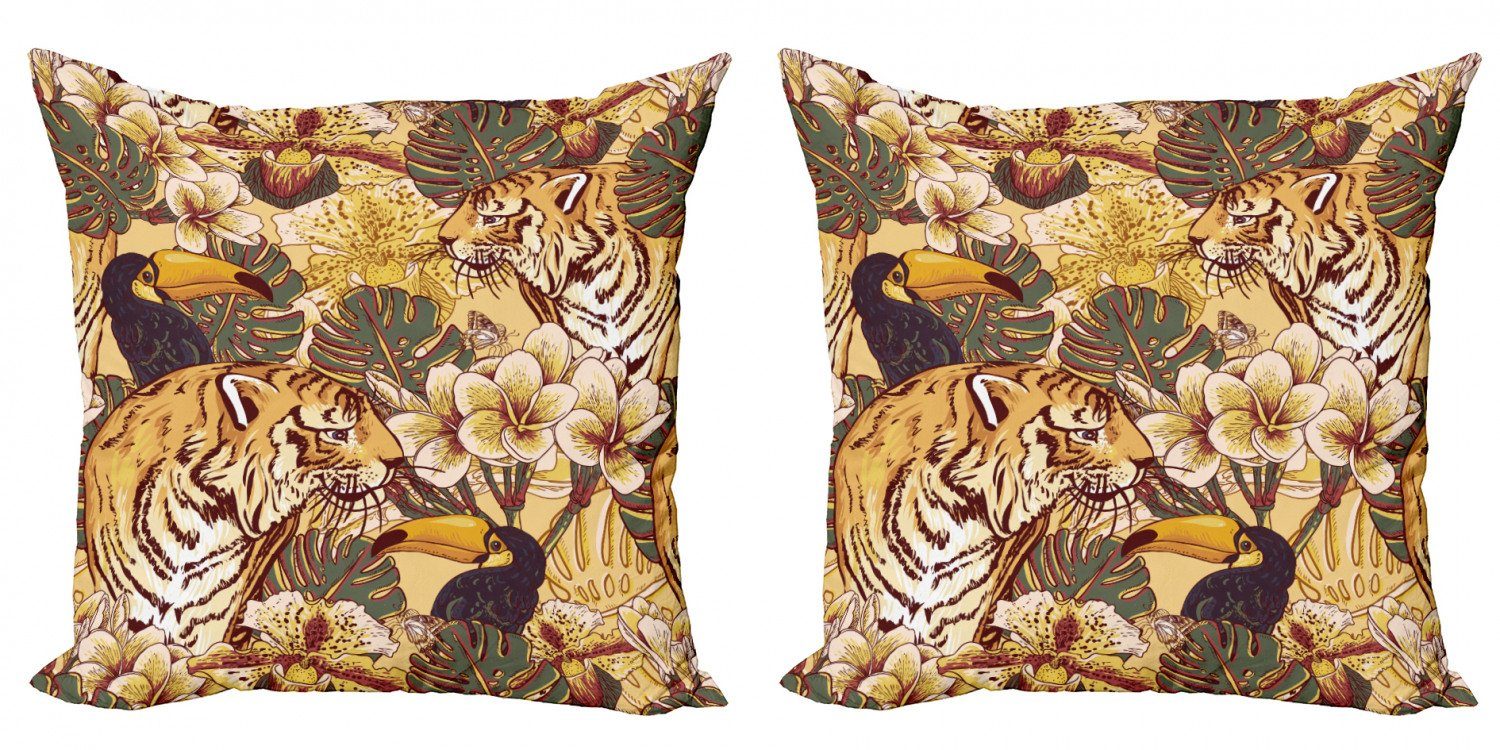 Kissenbezüge Modern Accent Abakuhaus Tropical (2 Digitaldruck, Stück), Toucan Doppelseitiger Bengal Tiger