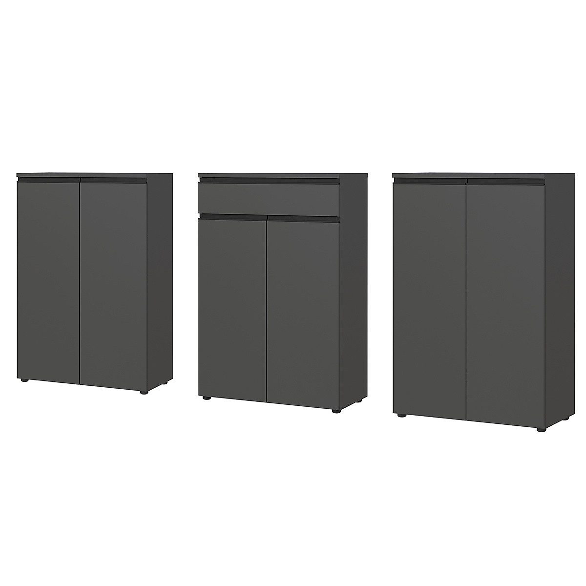 KADIMA DESIGN Büromöbel-Set Büro-Set STUTTGART, Schrankwand (273 cm), Soft-Close, Made in Germany, (Metallgriffe, Bürokombination, Aktenschrankwand, Büromöbel Modern), Aktenschrank, Kombischrank, Büroschrank, Styroporfrei, 3 Ordnerhöhen