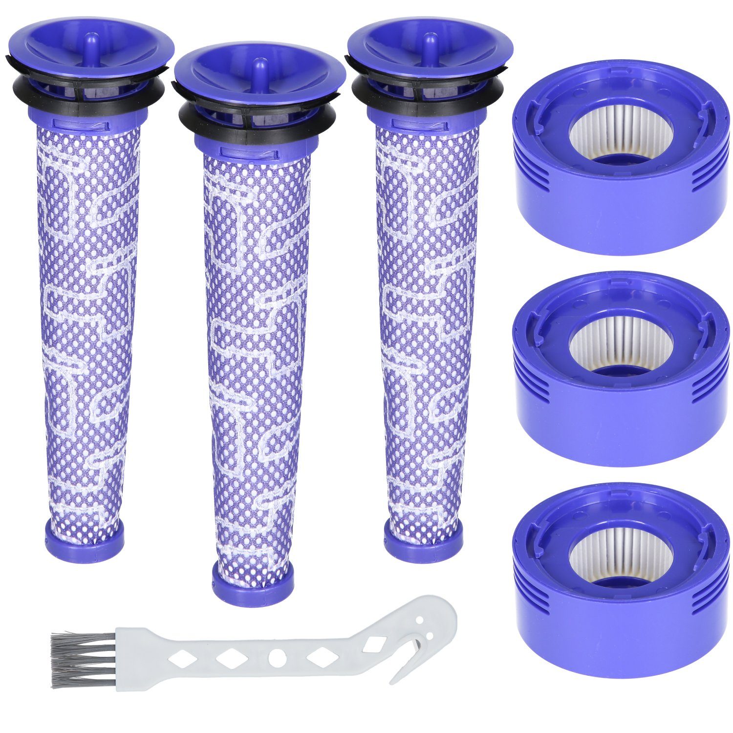 McFilter Filter-Set 3x Vormotorfilter + 3x Nachmotorfilter passend für Dyson, DC58, DC61, DC62, V6, V7, V8, 965661-01 + 967478-01