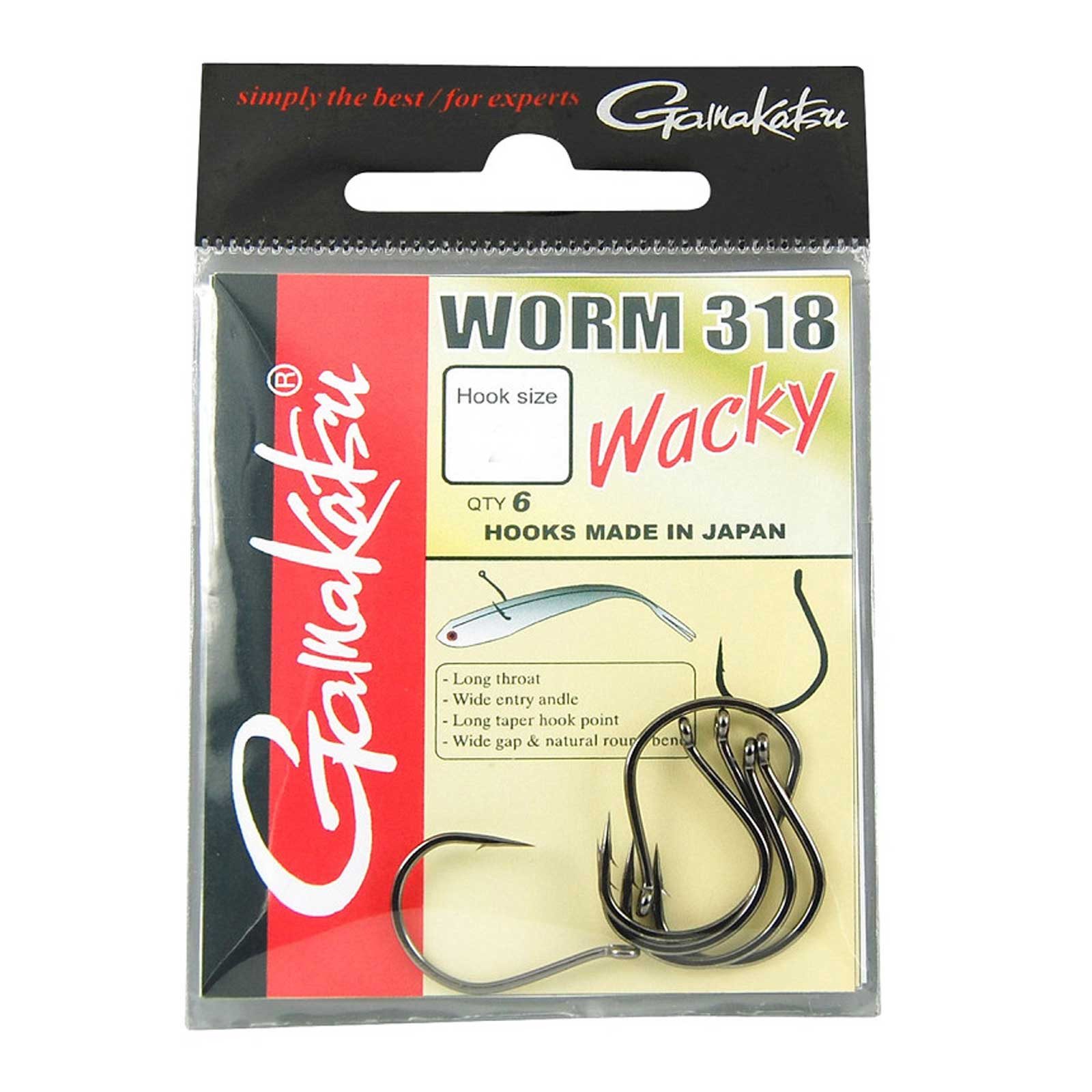 Gamakatsu Wurmhaken, Gamakatsu Worm 318 Wacky Hooks Black #2 Wurmhaken