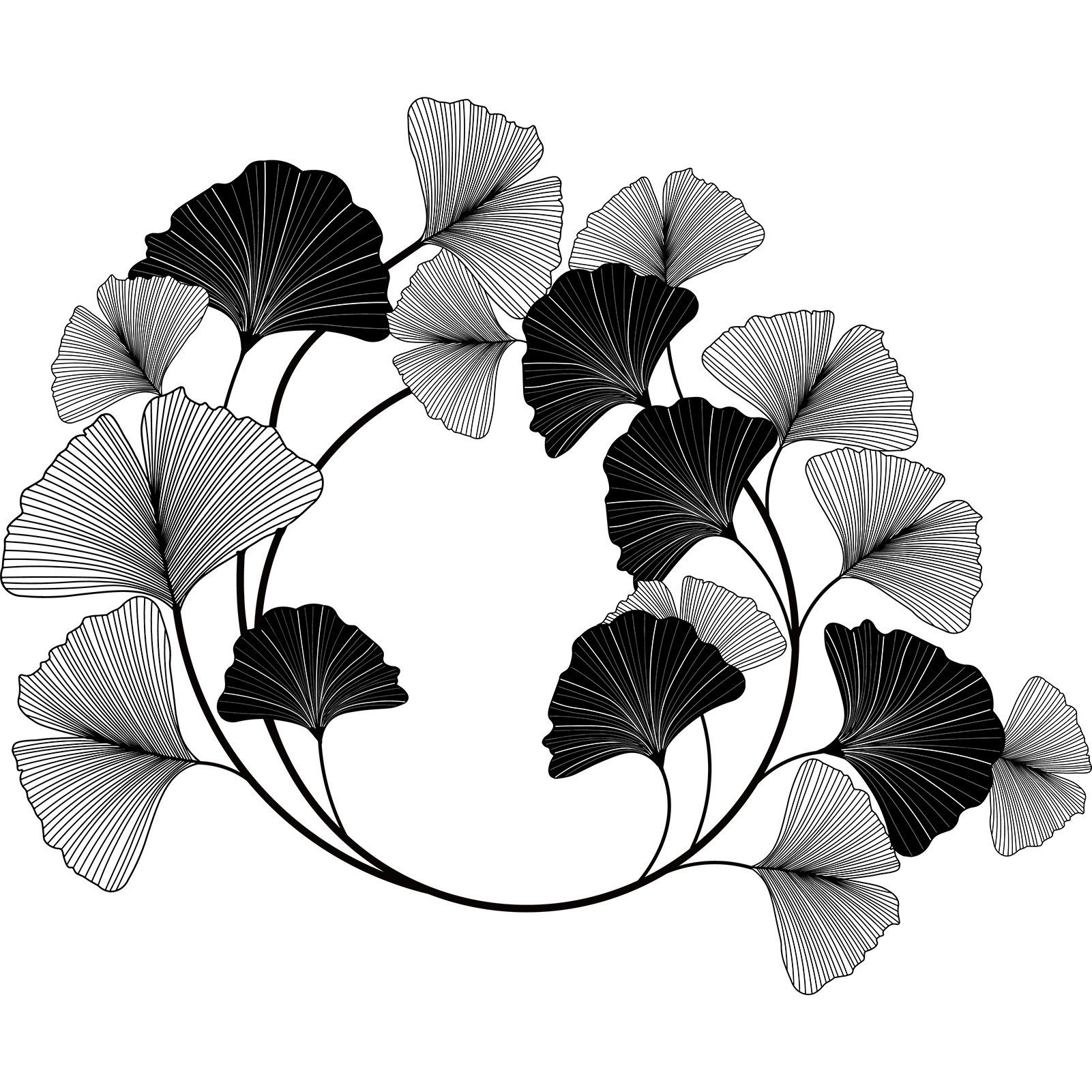 Jumpeak Wanddekoobjekt Dreidimensionaler Ginkgo biloba Metall Wandschmuck, günstig online kaufen