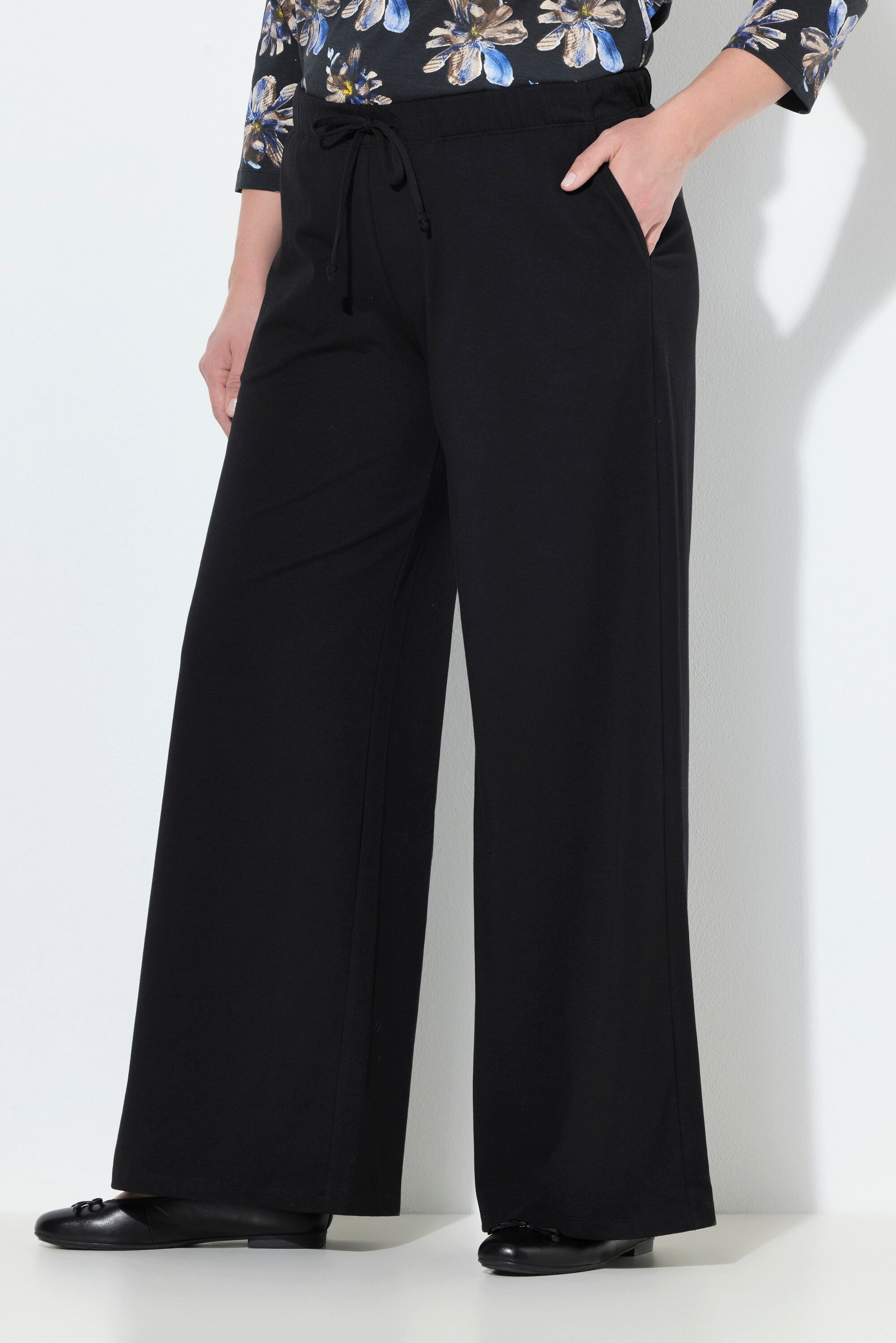 Ulla Popken Funktionshose Jersey-Marlenehose weites Bein günstig online kaufen