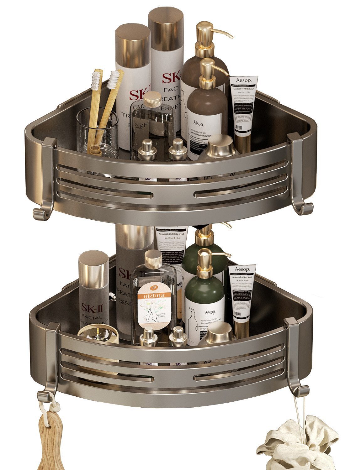 Refined Living Duschregal 2-Stück Eckregal ohne Bohren aus rostfreiem Alumi günstig online kaufen