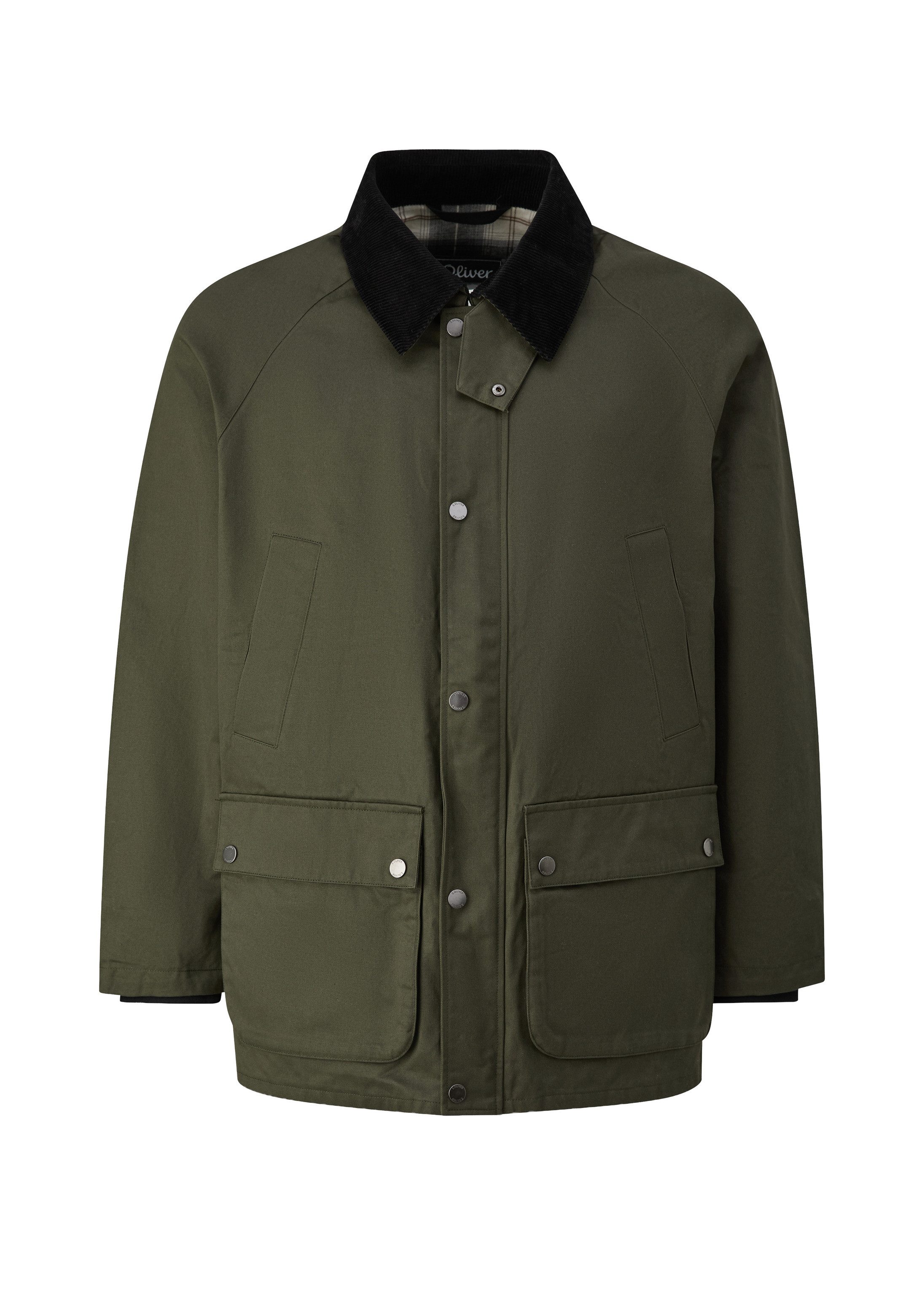 s.Oliver Funktionsjacke Outdoor-Jacke Gewachste Baumwoll-Jacke mit Cord-Kragen