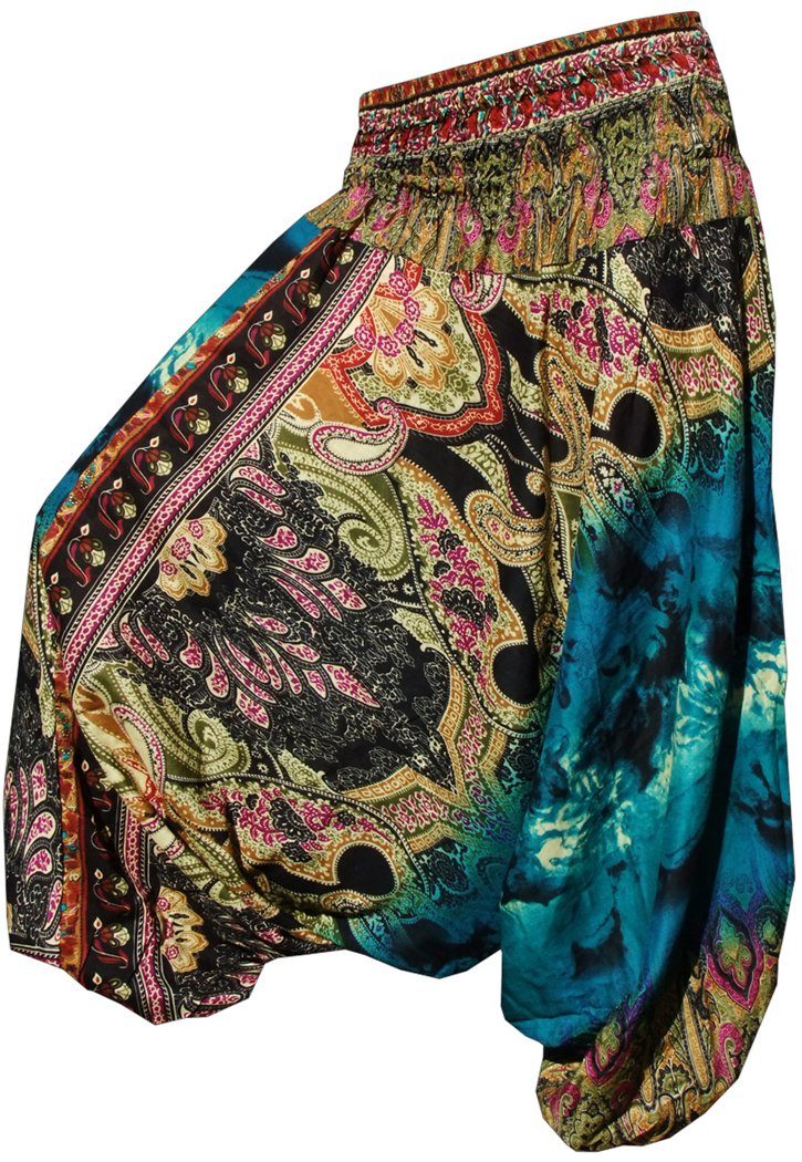 Haremshose aus Batik Sommerhose Aladinhose Freizeithose PANASIAM farbenfrohe Pumphose Pluderhose blau Batik Optik Viskose natürlicher Pumphose bequeme 100%