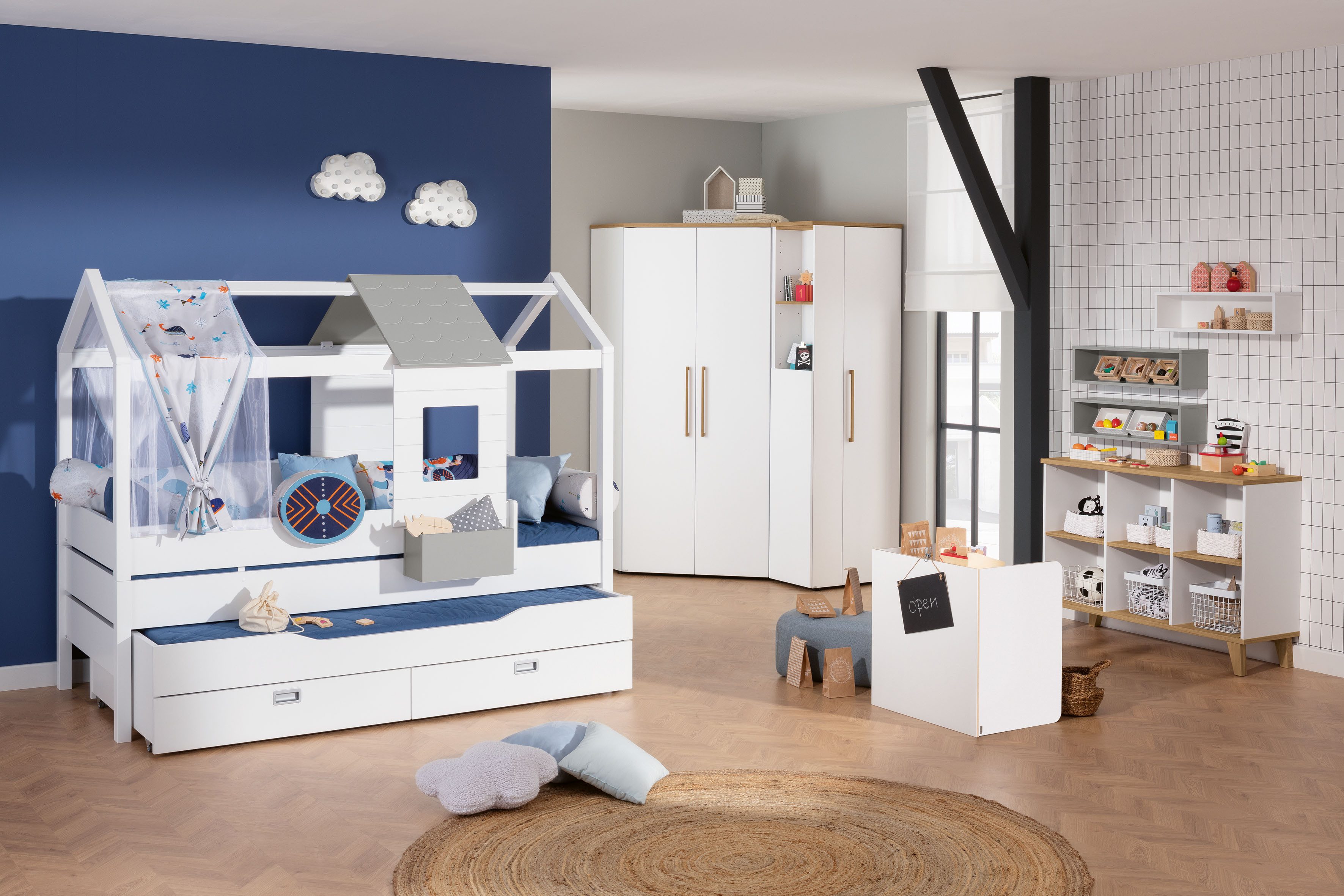 PAIDI Kinderbett Ausziehbett, Unterschiebebett mit 2 Schubladen, 90 x 190 cm