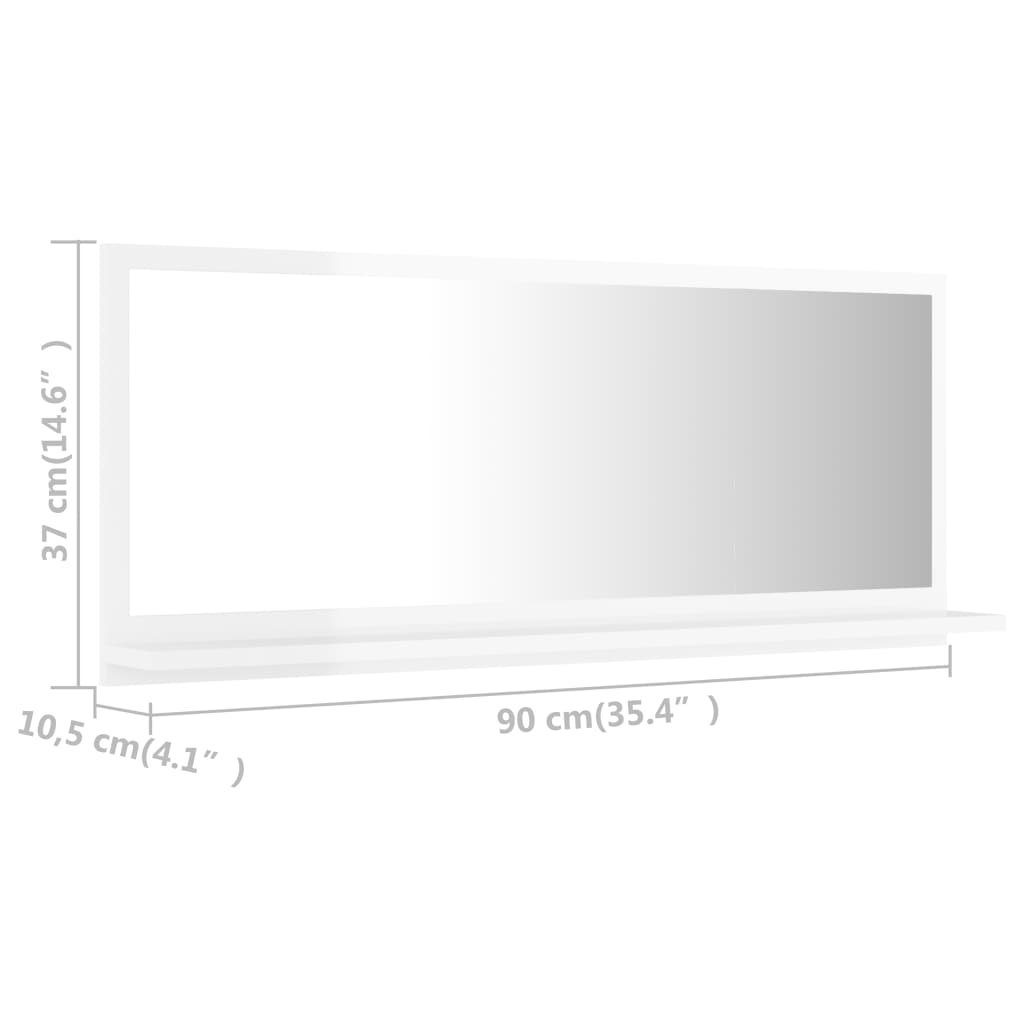 möbelando Badspiegel 3005555 (LxBxH: 10,5x90x37 cm), Hochglanz-Weiß in