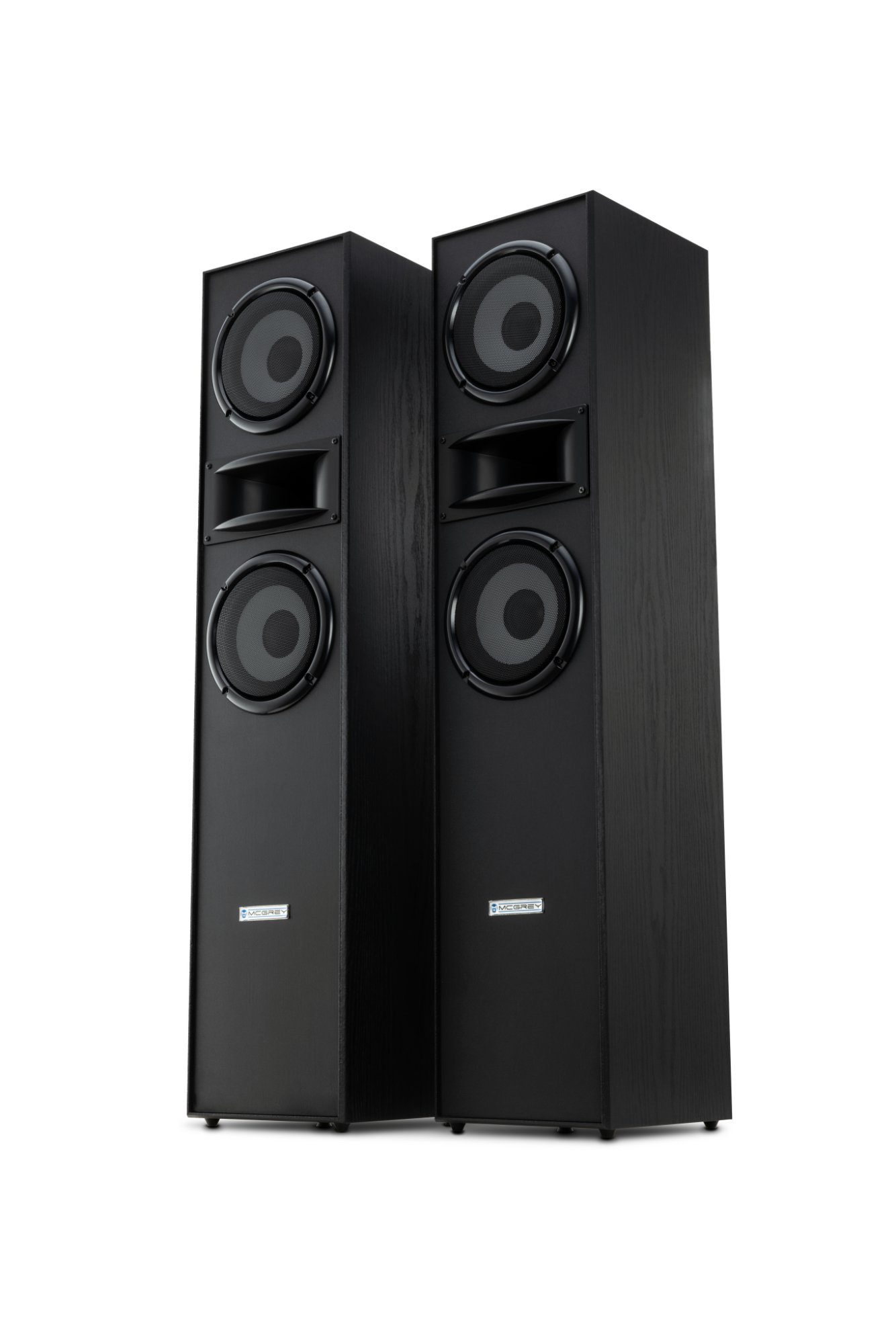 3-Wege HTS-65320 Paar, schwarz Boxen Stand-Lautsprecher Maserung HiFi (320 BK Bassreflex-Konstruktion, McGrey in W, Holzoptik)