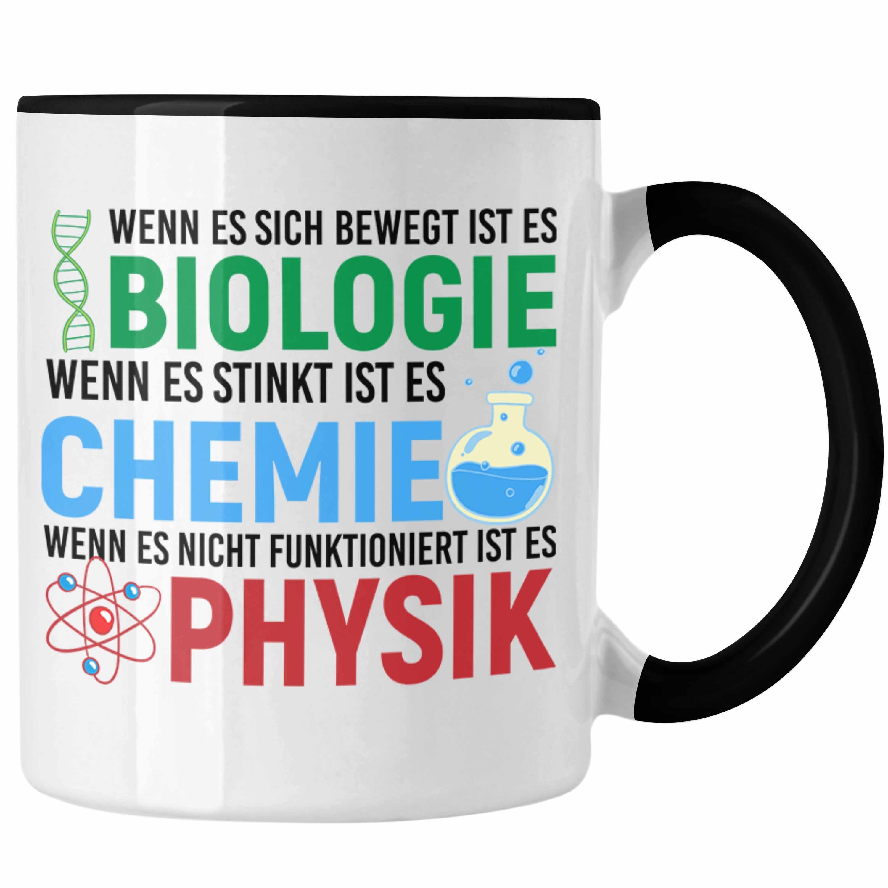 Trendation Tasse Trendation - Biologie Chemie Physik Tasse Geschenk Nerd Lehrer Geschenkidee Naturwissenschaften Studium Student Geschenkidee Schwarz