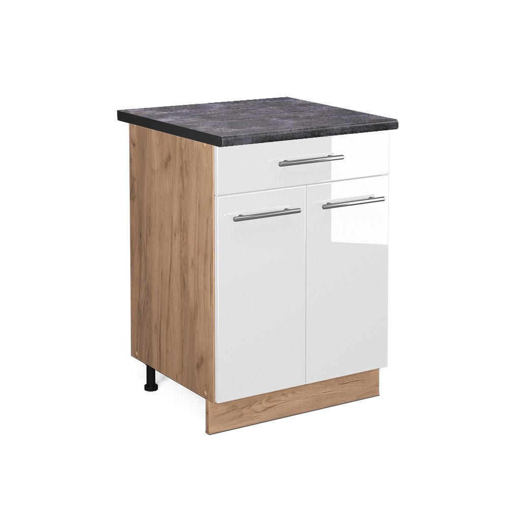 Vicco Unterschrank Fame-Line, Weiß Hochglanz/Goldkraft Eiche, günstig online kaufen