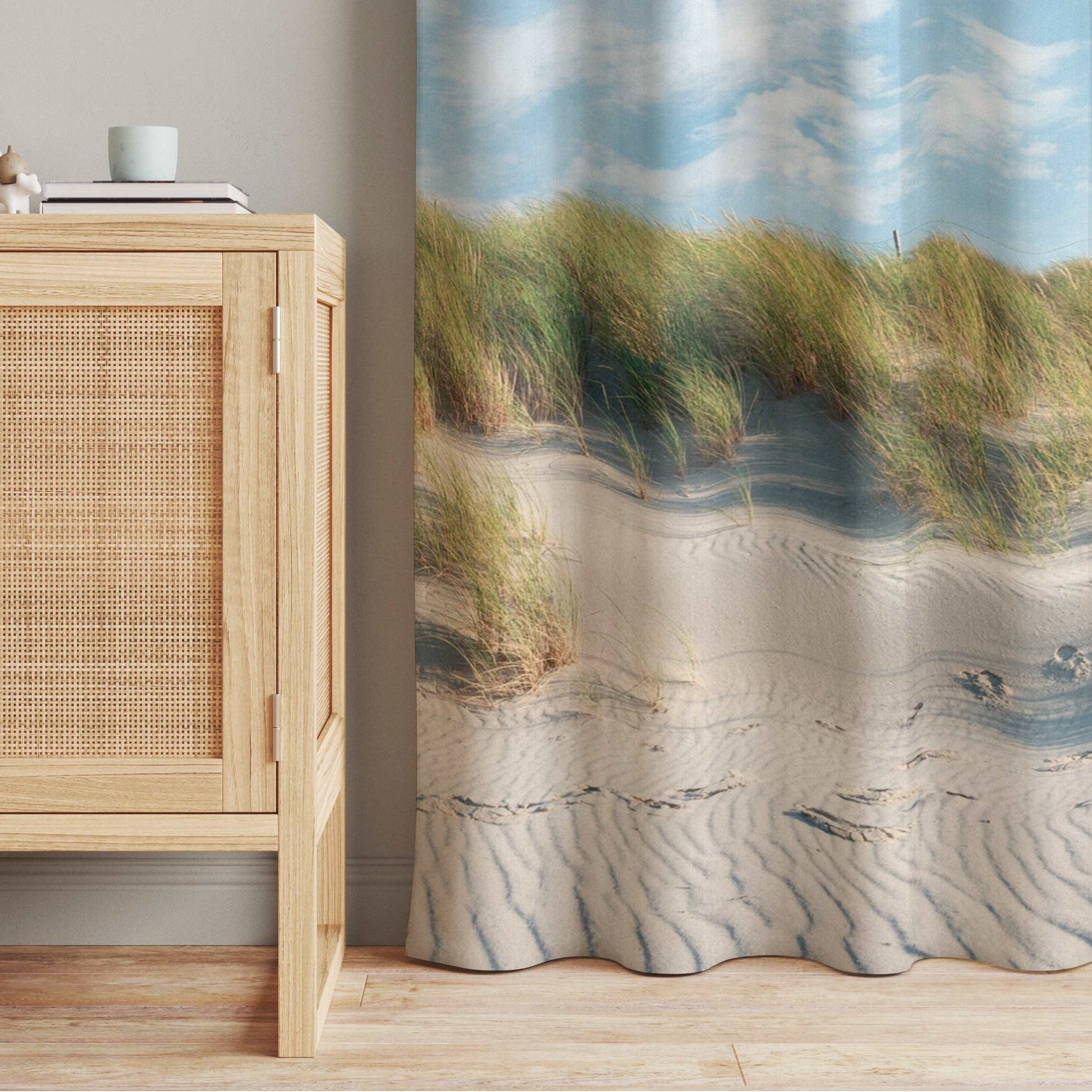 Bilderdepot24 Vorhang Gardine Natur Meer Strand Leuchtturm Nordsee Türvorhang Raumteiler (1 St), Multifunktionsband, blickdicht, Samt, Schiebegardinen Küche Schlafzimmer Wohnzimmer Schiebevorhang