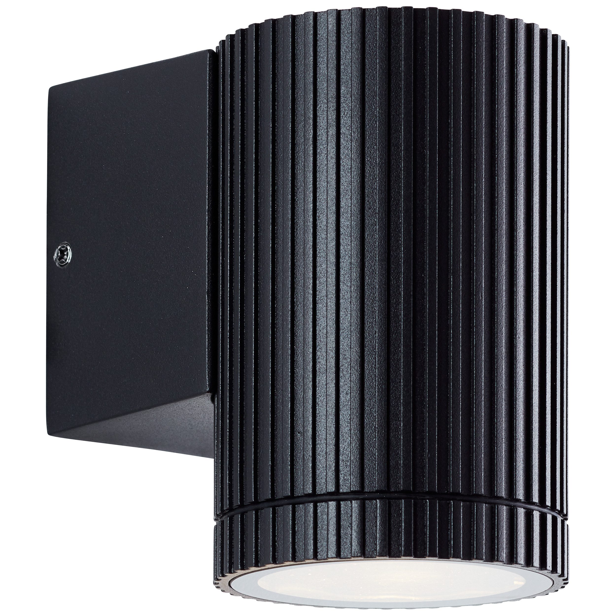Brilliant Außen-Wandleuchte Keola, Dimmfunktion, Ohne Leuchtmittel, Außenlampe, GU10, 9,5 x 6,3 cm, Rillen-Design, Aluminium, schwarz