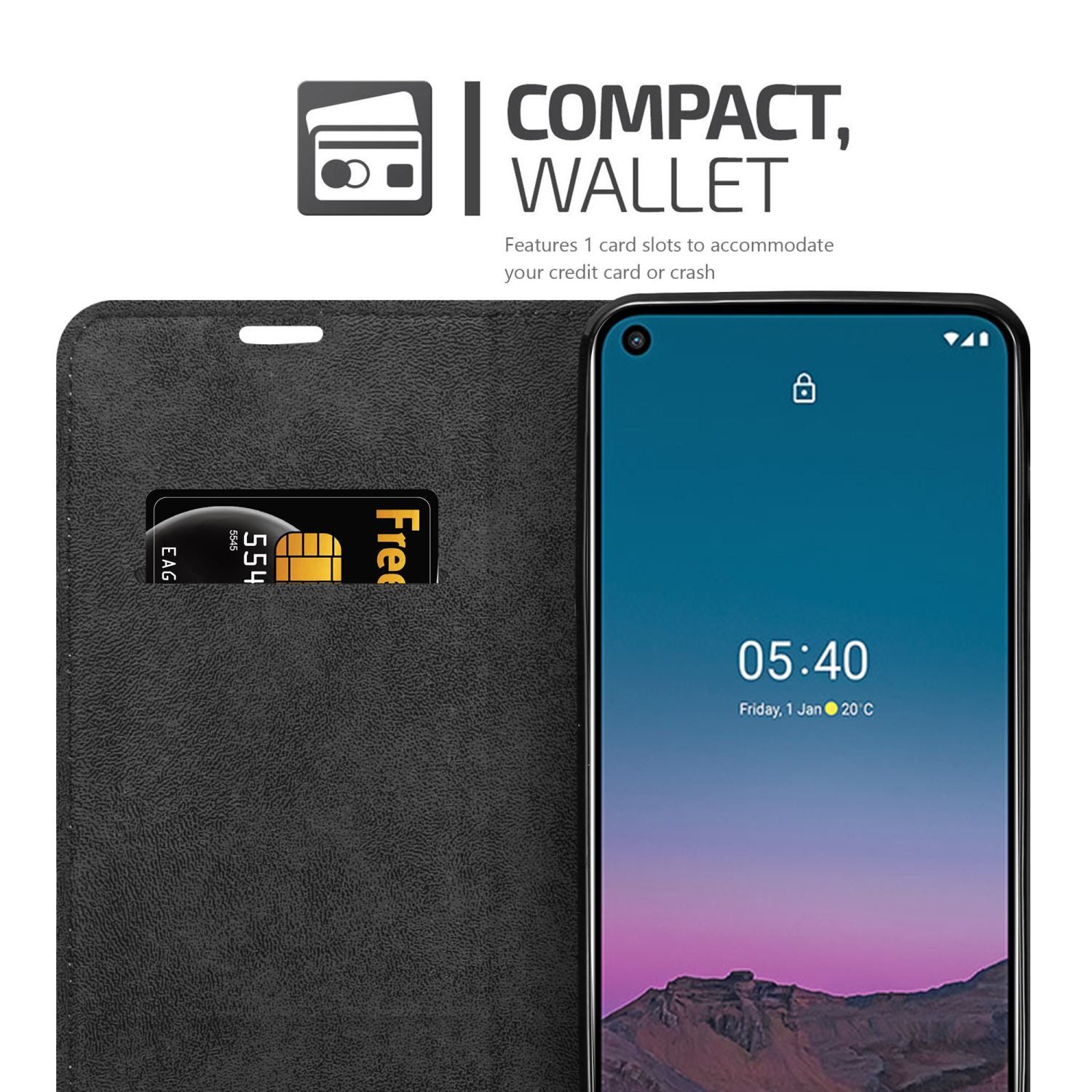 Cadorabo Handyhülle für Nokia 5.4 Hülle Nokia 5.4, Hülle Schutzhülle mit Standfunktion, Magnetverschluss und Kartenfach