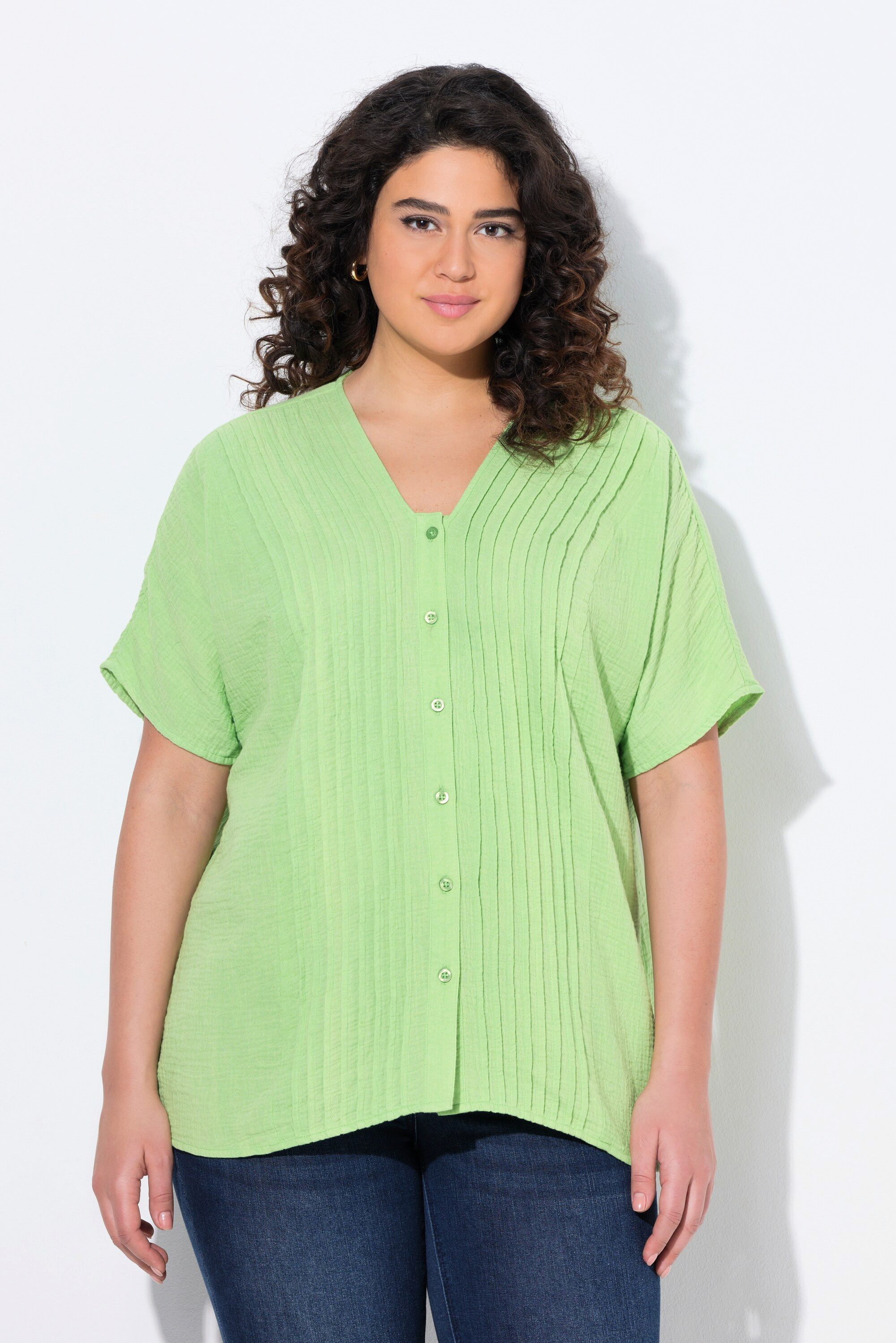 Ulla Popken Druckbluse Musselin-Bluse Oversized Biesen günstig online kaufen