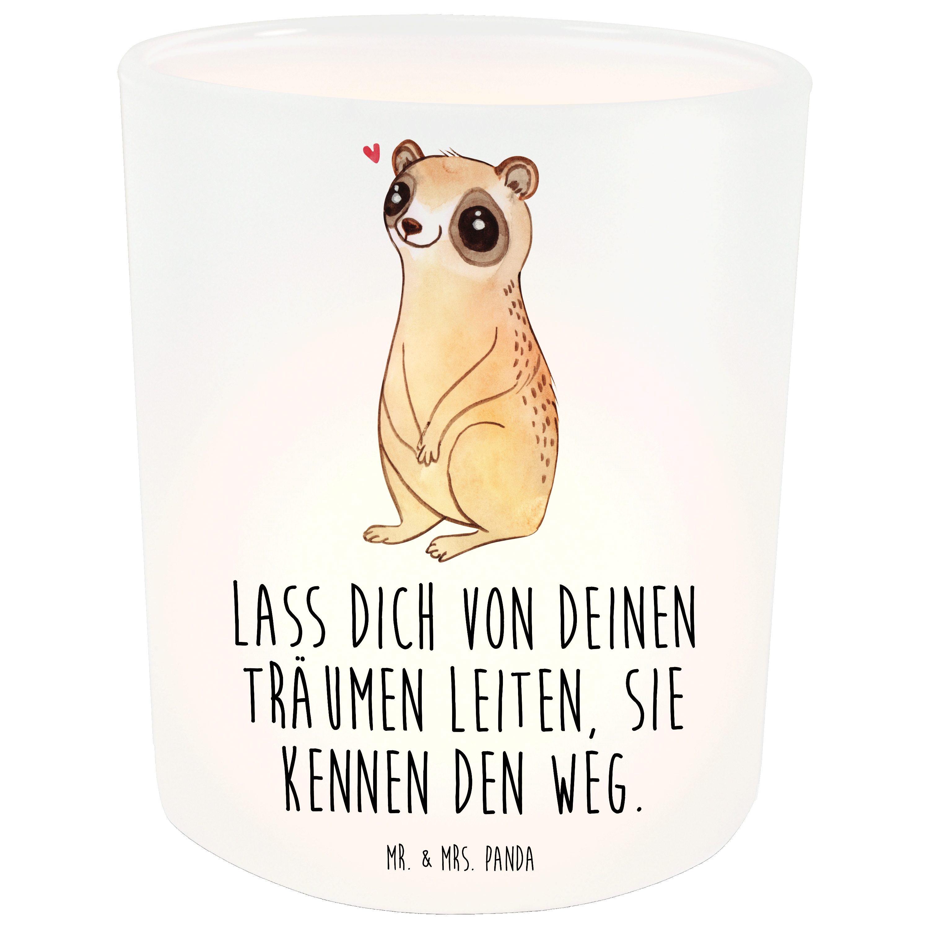 Mr. & Mrs. Panda Windlicht Plumplori Glücklich - Transparent - Geschenk, Gute Laune, Kerzenglas, (1 St)