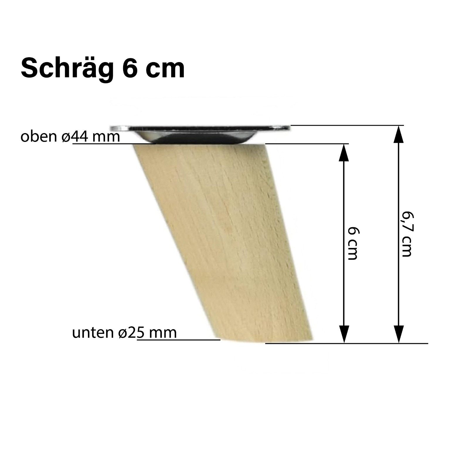 Prima-Online Möbelfuß Holzfüße gerade oder schräg Buche Schrank Beine Kegel [8-45cm]
