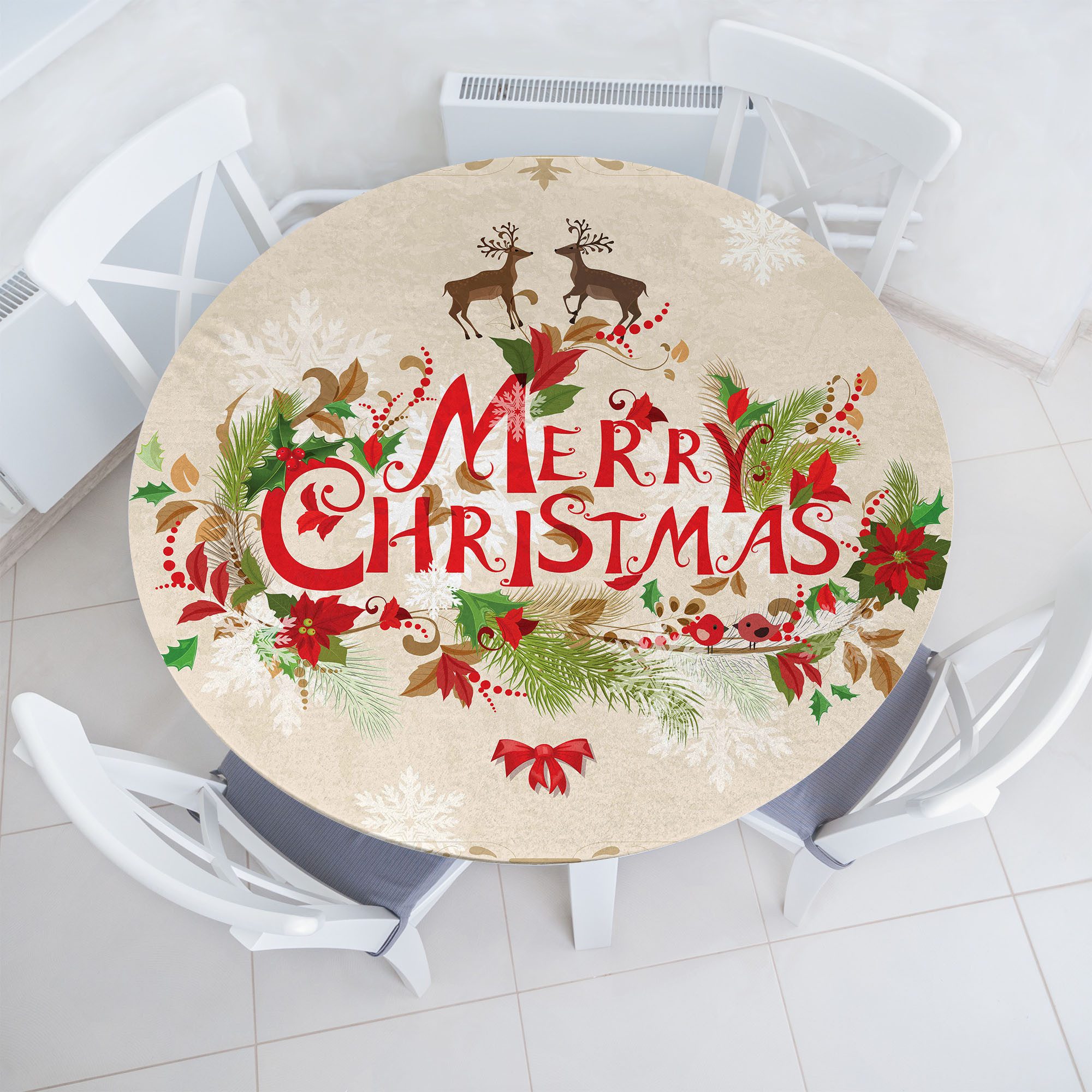 Abakuhaus Tischdecke Rundum-elastische Stofftischdecke, Weihnachten Floral günstig online kaufen