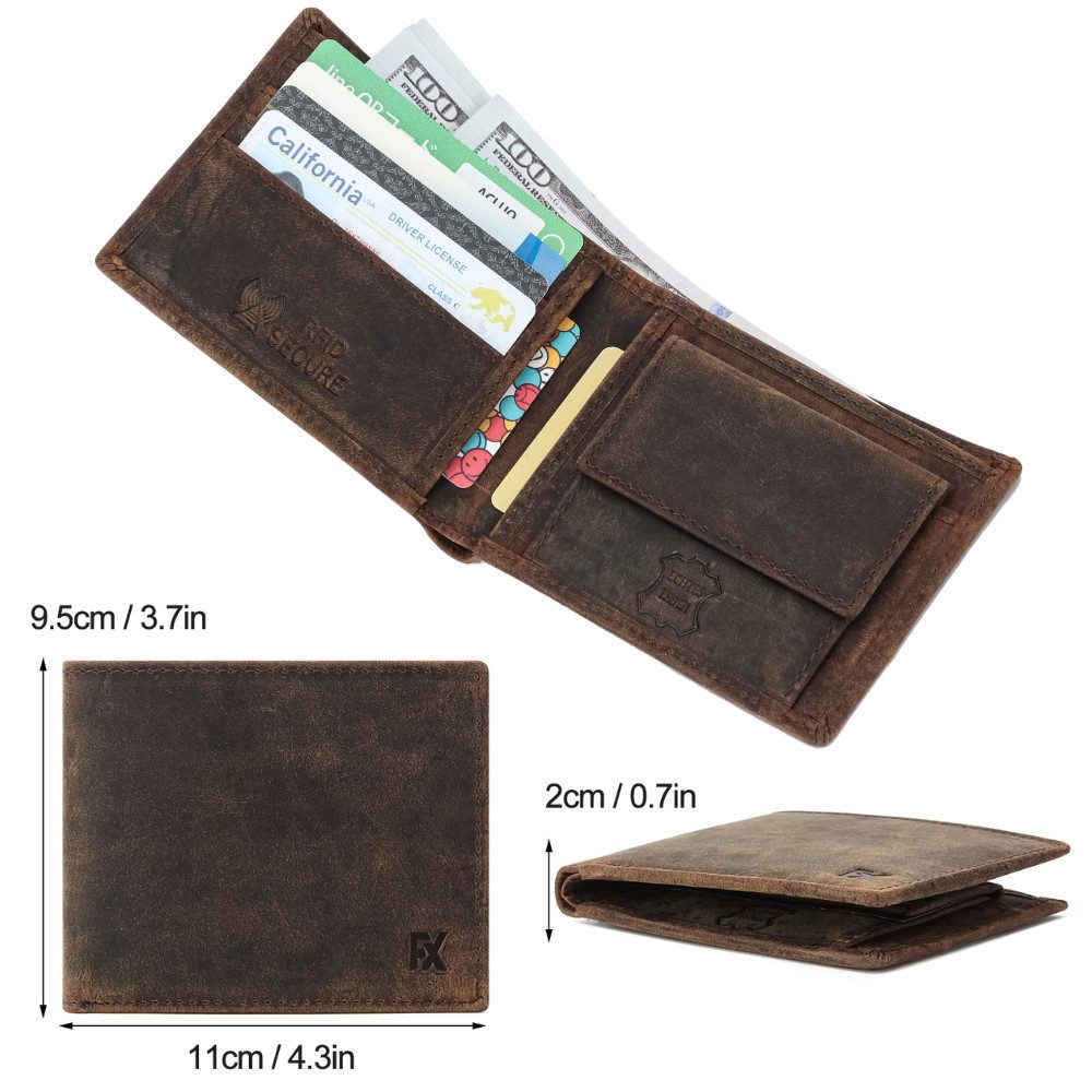 Fomax Geldbörse aus braunem Wildleder mit RFID Schutz, Portemonnaie 100% Ec günstig online kaufen