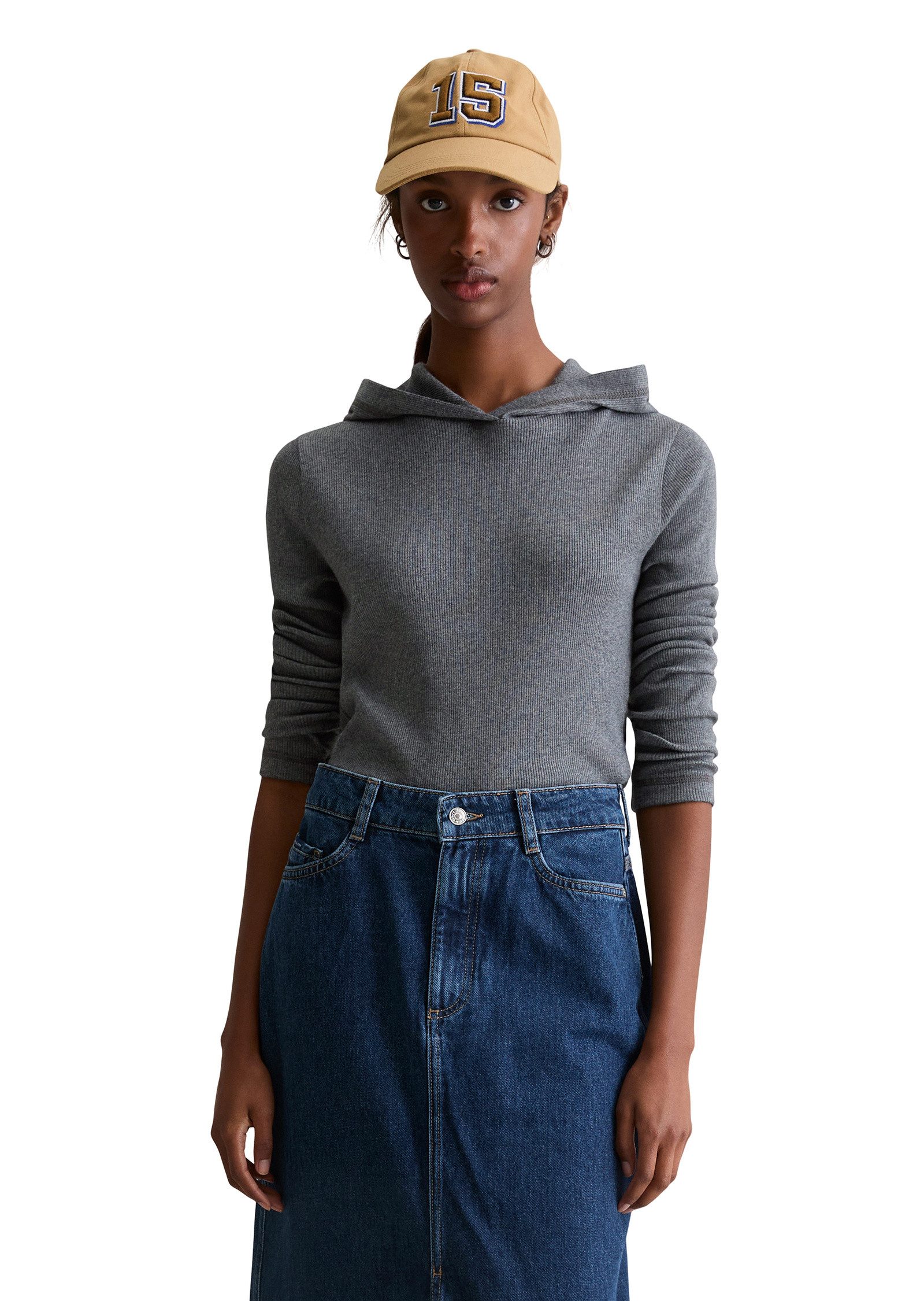 Marc O'Polo DENIM Langarmshirt aus weichem Rippjersey günstig online kaufen