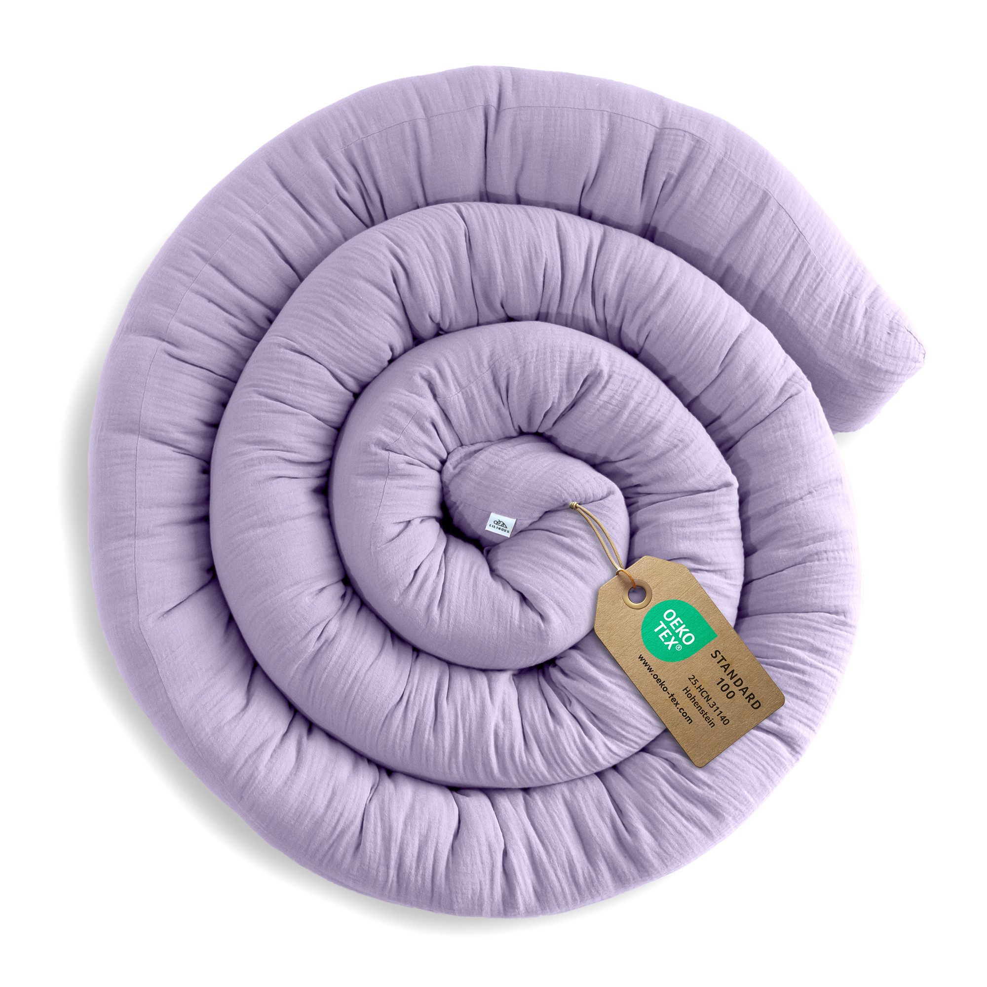 lilimaus Nestchenschlange Bettschlange für Babybett aus Musselin - 200, 300 & 400 cm, (1-tlg), Randschutz & Kuschelrolle mit Befestigungs-Schlaufen - Ø ca. 10-12 cm
