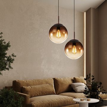 etc-shop Kugelleuchte, Leuchtmittel nicht inklusive, Design Pendel Decken Leuchte Wohn Ess Zimmer Glas Kugel Hänge Lampe
