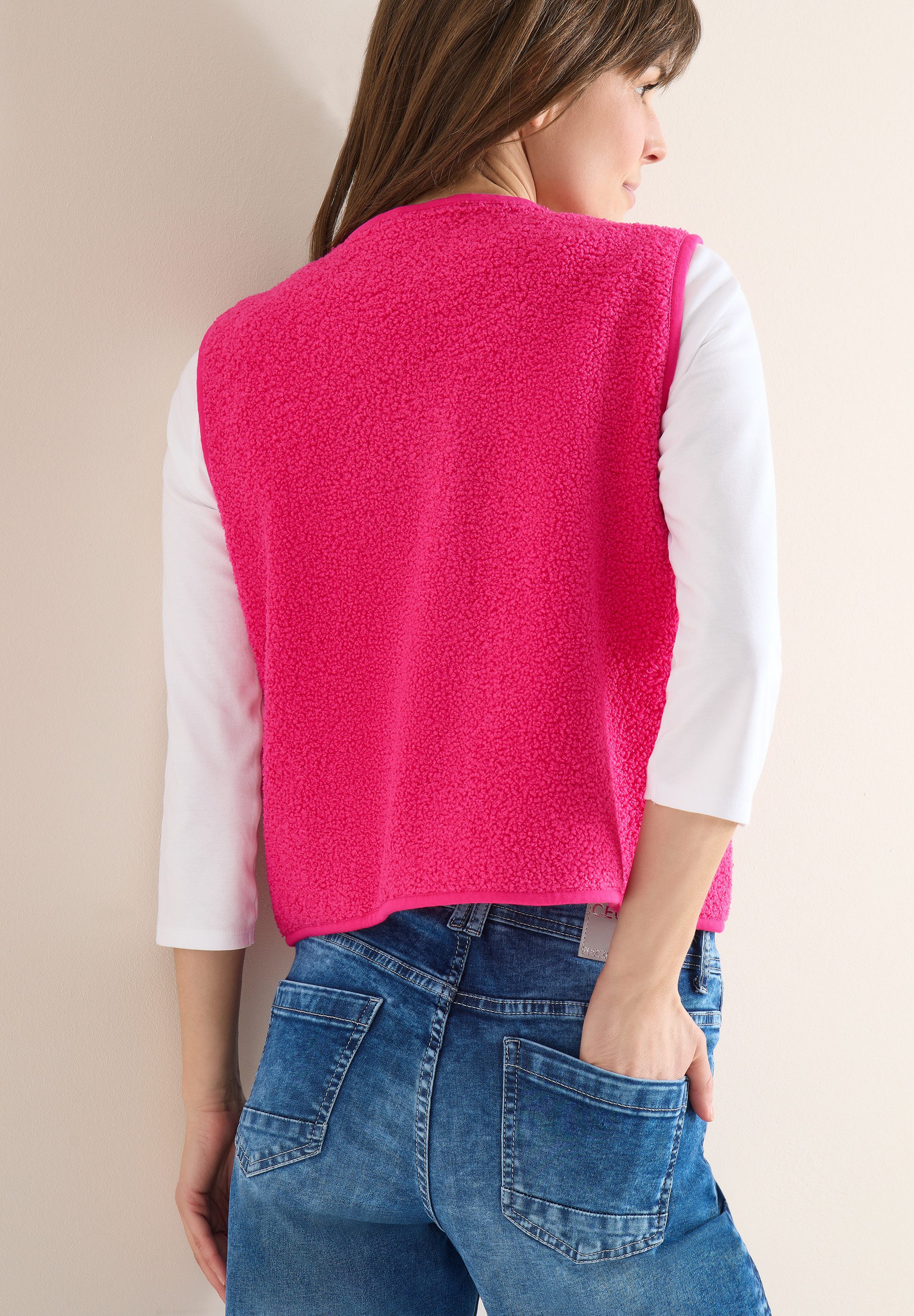 CECIL Fellweste Curly fake Wool in Woll-Optik