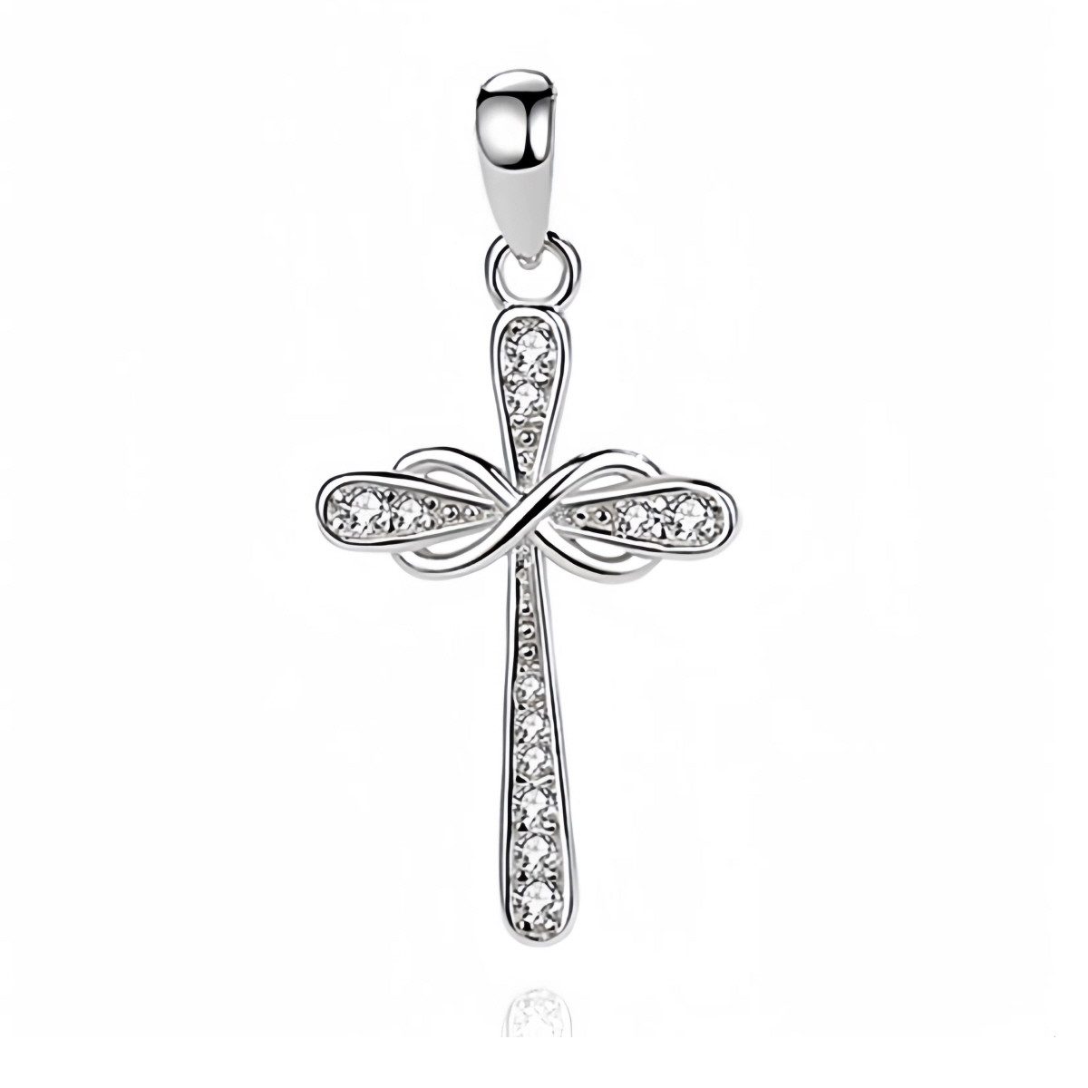 ELLAWIL Silberkette Halskette mit Kreuz & Unendlichkeitsschleife Anhänger Zirkonia Jesus (GESCHENKIDEE, Kettenlänge 45 cm, Sterlingsilber 925), inklusive Geschenkschachtel