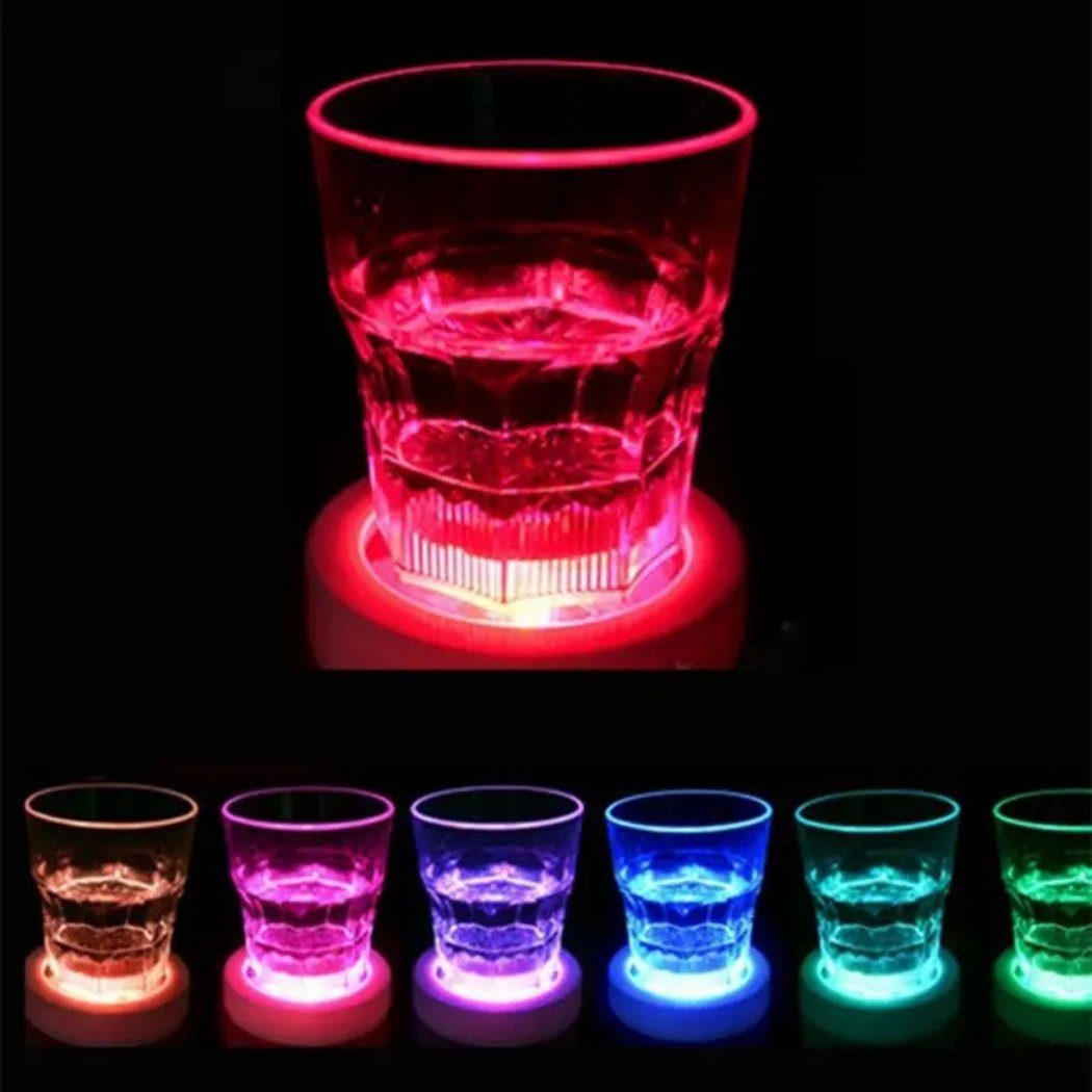 TUABUR Becheruntersetzer Leuchtendes Flaschenaufkleberlicht,siebenfarbiges LED-Untersetzerlicht