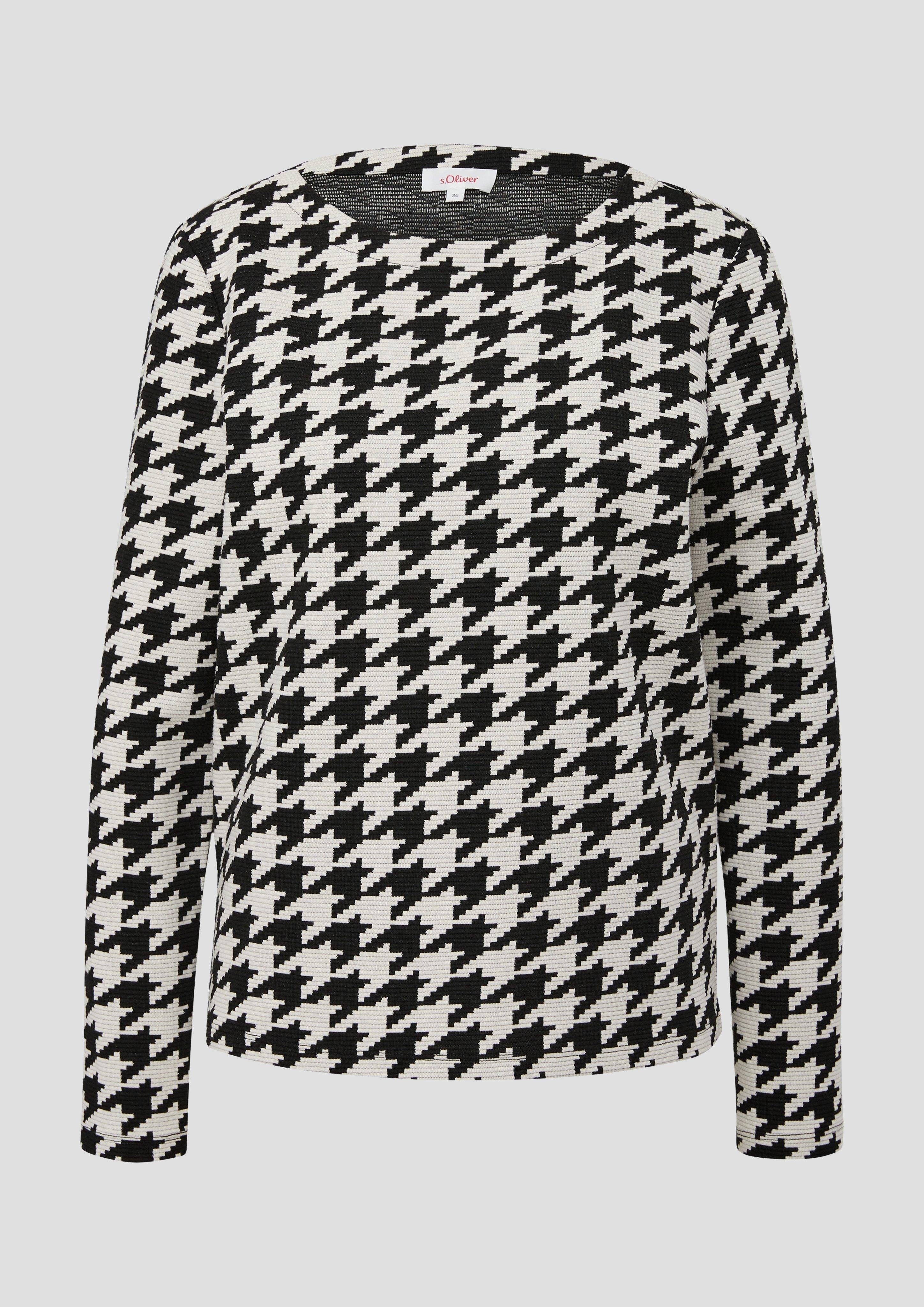 s.Oliver Sweatshirt Sweatshirt mit Hahnentritt-Muster