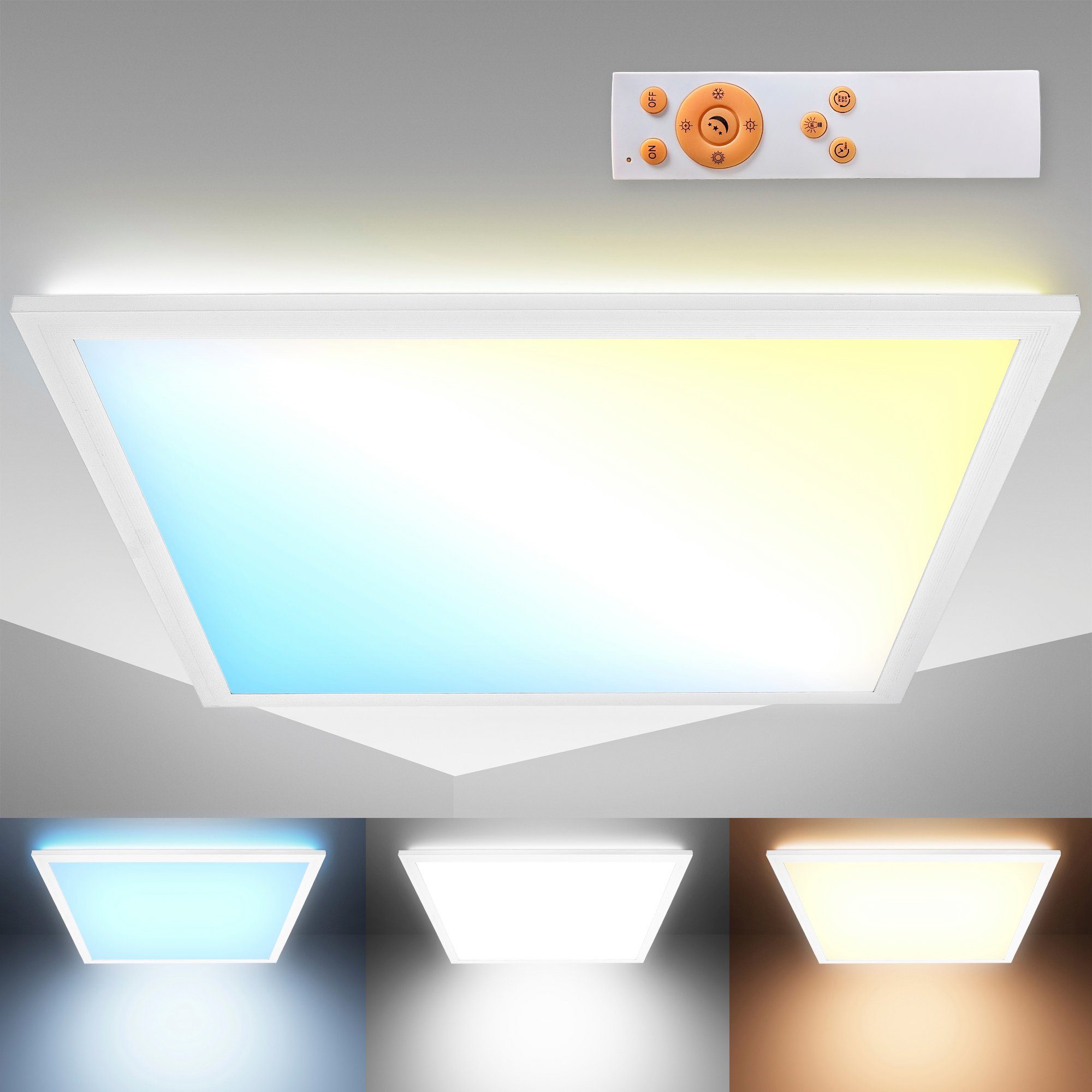 B.K.Licht LED Deckenleuchte BK_PL1494 LED Deckenlampe, mit Fernbedienung,  Dimmbar, 24W, CCT - über Fernbedienung, LED fest integriert, warmweiß -  kaltweiß, CCT Farbtemperatursteuerung, indirektes Licht, Memoryfunktion,